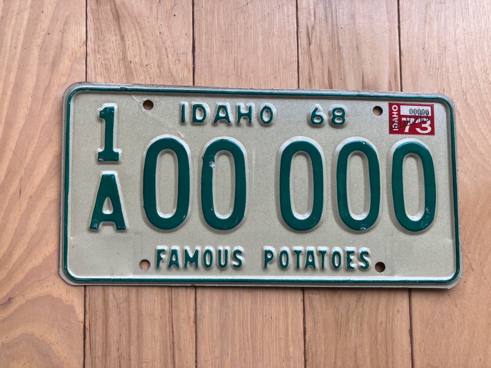 1968 Idaho Sample License Plate W/ 1973 Tab