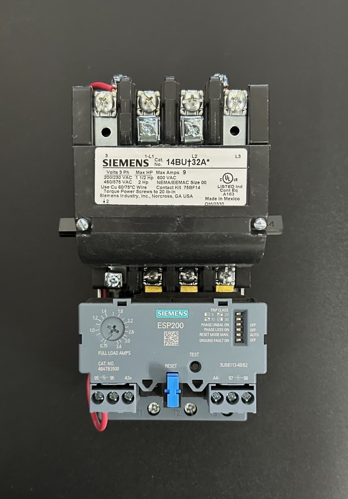 Siemens 14BUB32AF Nonreversing Nema Magnetic Motor Starter, No Enclosure Nema 3