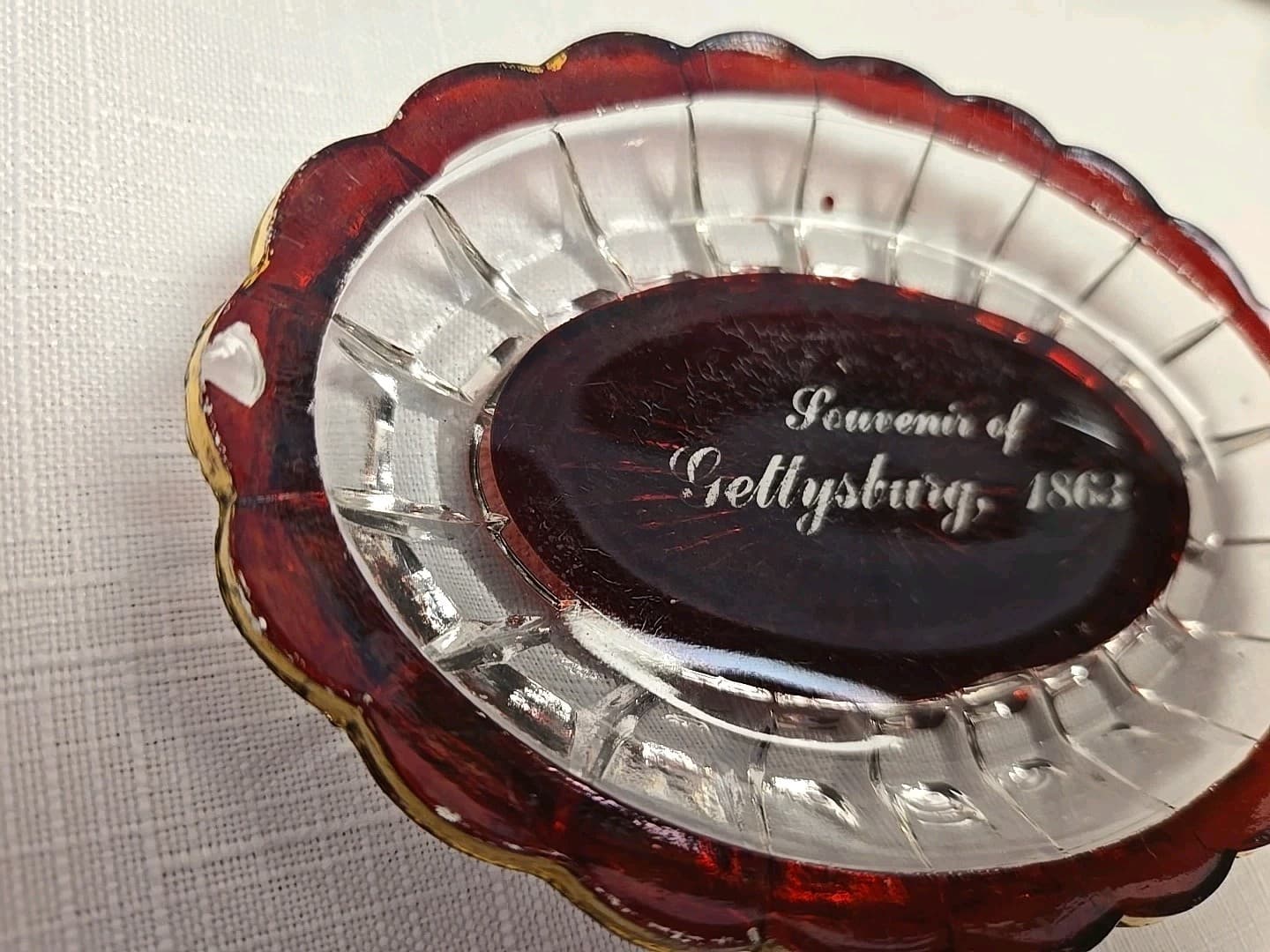 Antique Gettysburg 1863 Souvenir Ruby Flash Red Glass -Lot Of 3 4