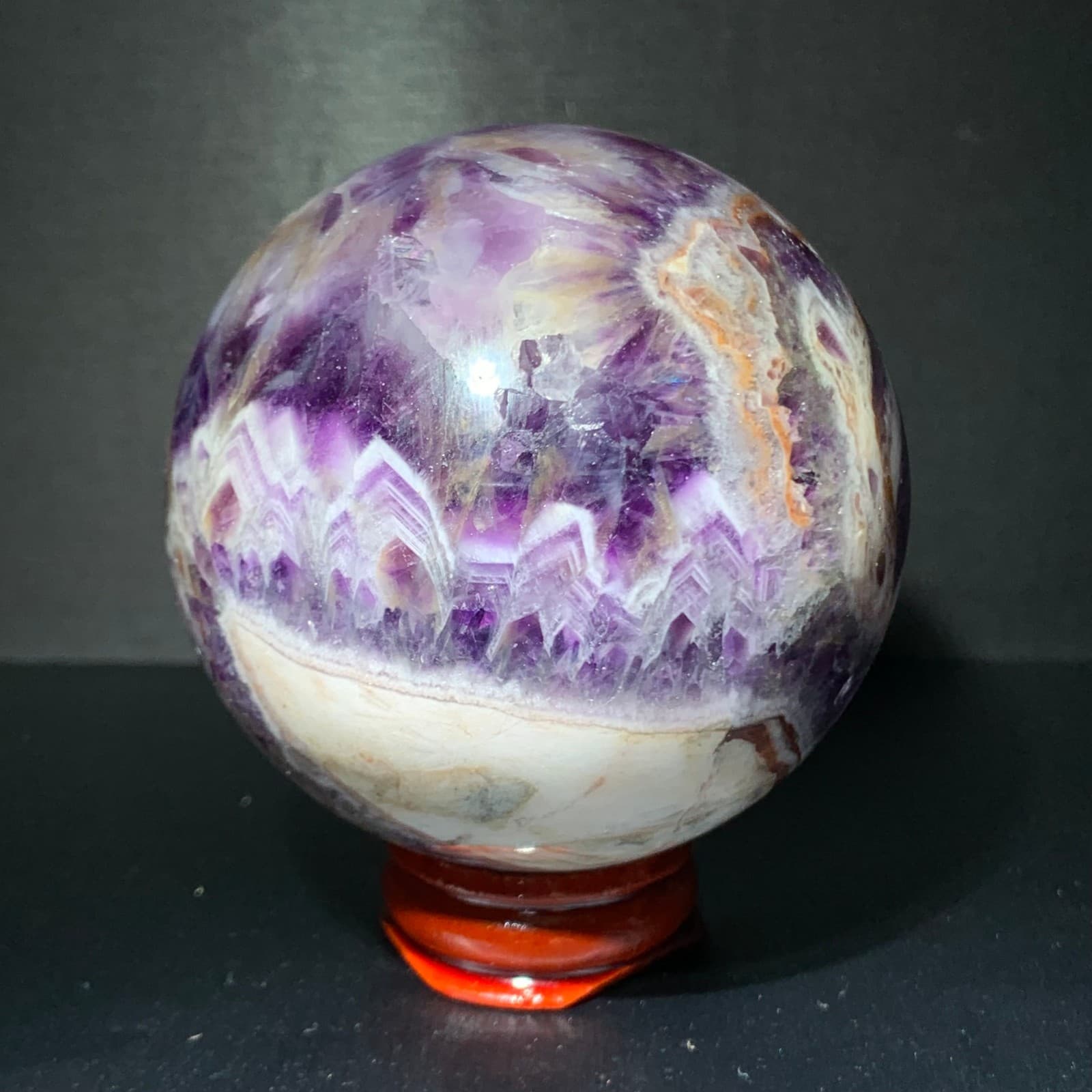 385G Rare High Quality Purple Dream Amethyst Quartz Crystal Sphere Healing Ball+ 4