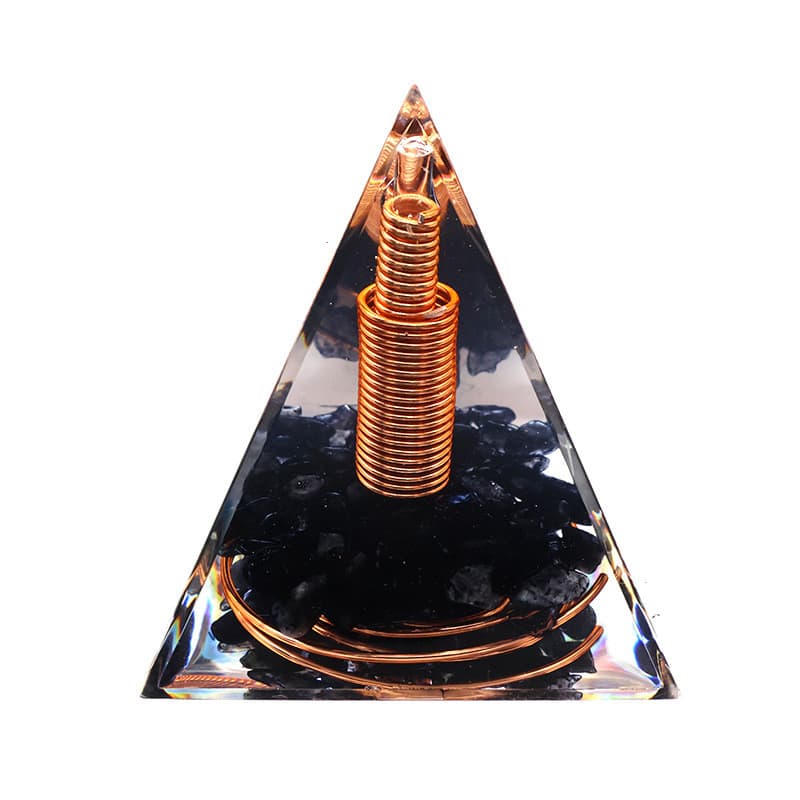 Spiral Copper Orgonite Pyramid Obsidian Orgone Healing Crystal Energy Meditation 3