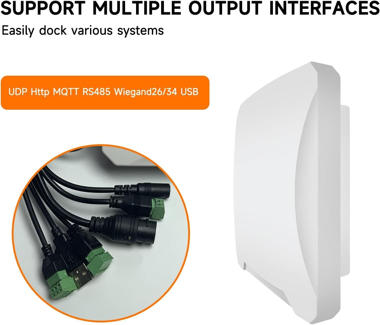 Long Range UHF RFID Integrated Reader RS485 RJ45 for for Access Control System 4