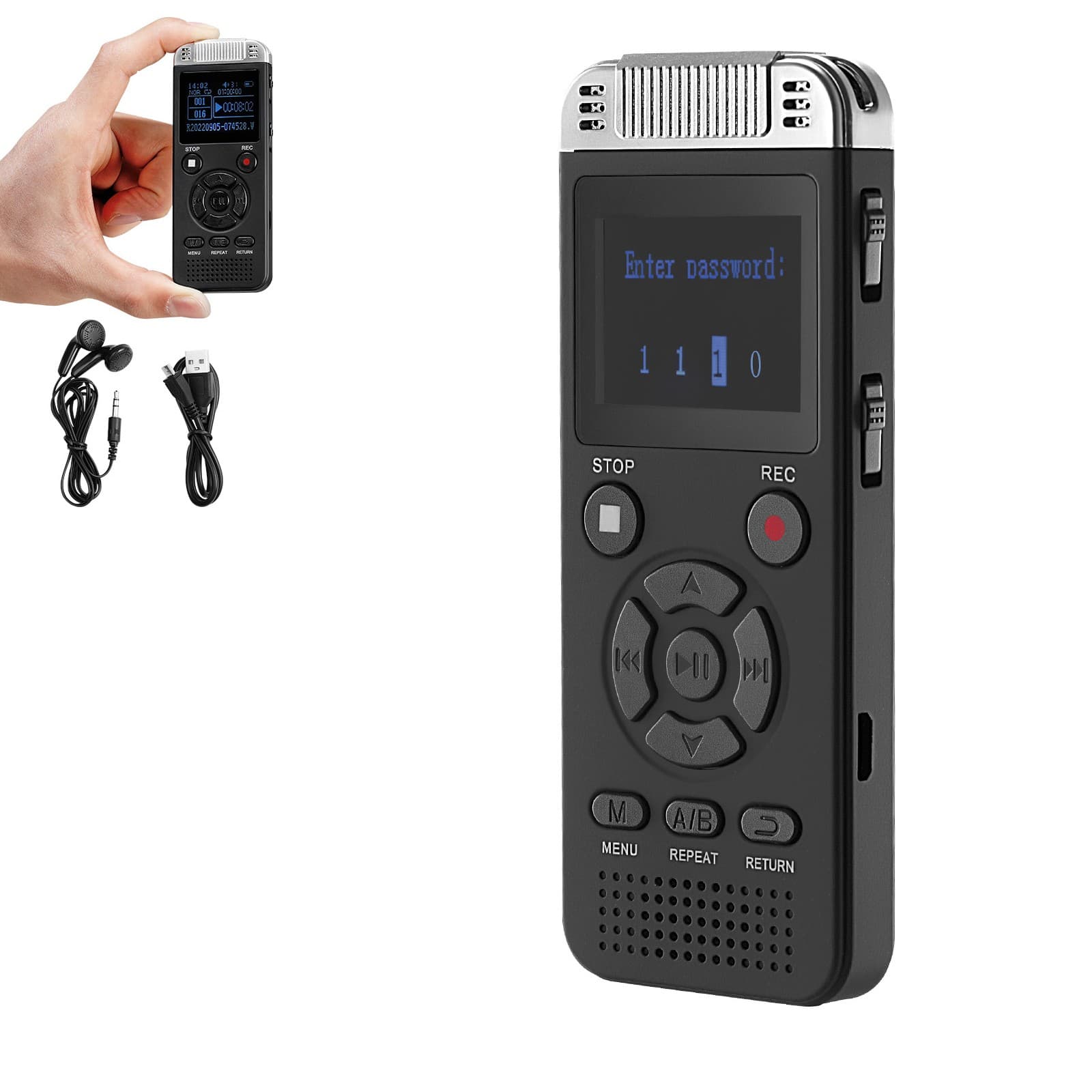 Digital Voice Recorder 128GB Voice Activated Audio Recorder with Playback