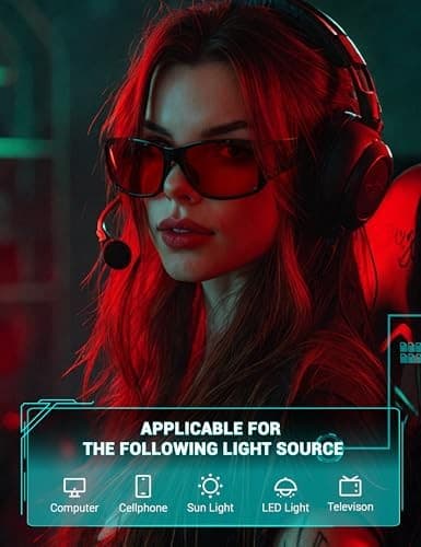  Sonia Sleep Glasses for Blue & 04. Upgraded- Jet Black Max Protect- Red Lens 2