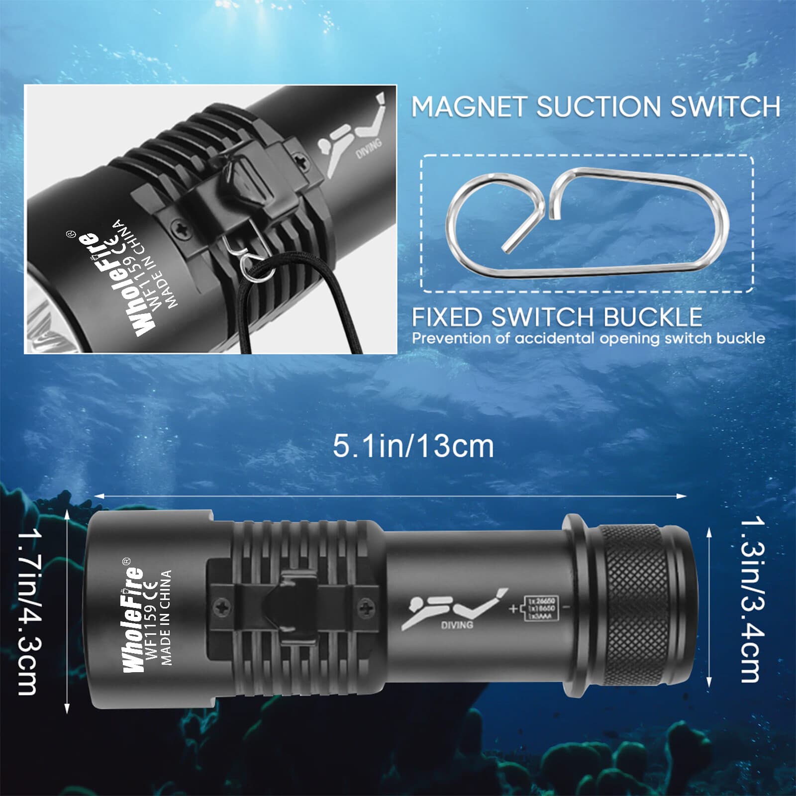 9000lm Underwater LED Diving Flashlight Waterproof Rechargeable Scuba Torch Lamp 5