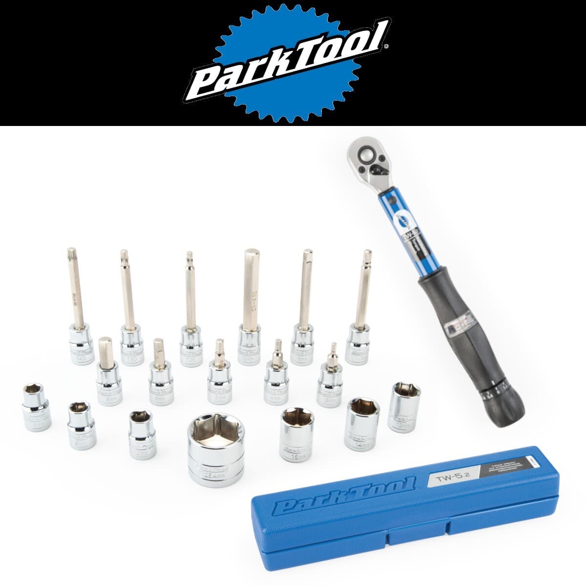 Park Tool TW-5.2 & SBS-1.2 Adjustable Torque Wrench & 18 Piece Socket & Hex Set