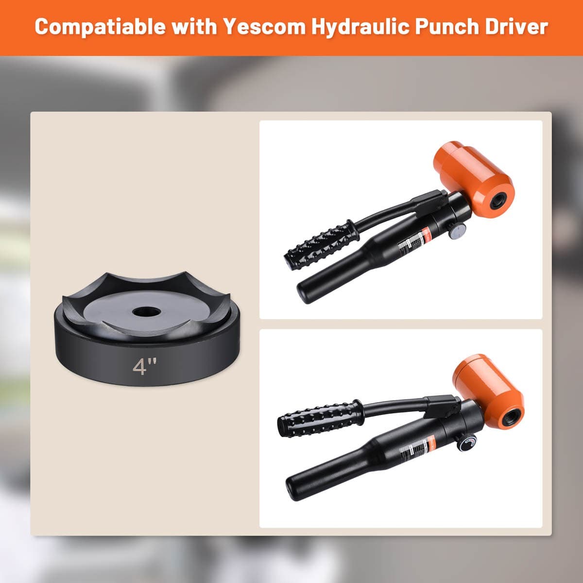 Yescom 4" Hydraulic Knockout Punch Die for Hole Punch Driver 3/4"-16UN Thread 4