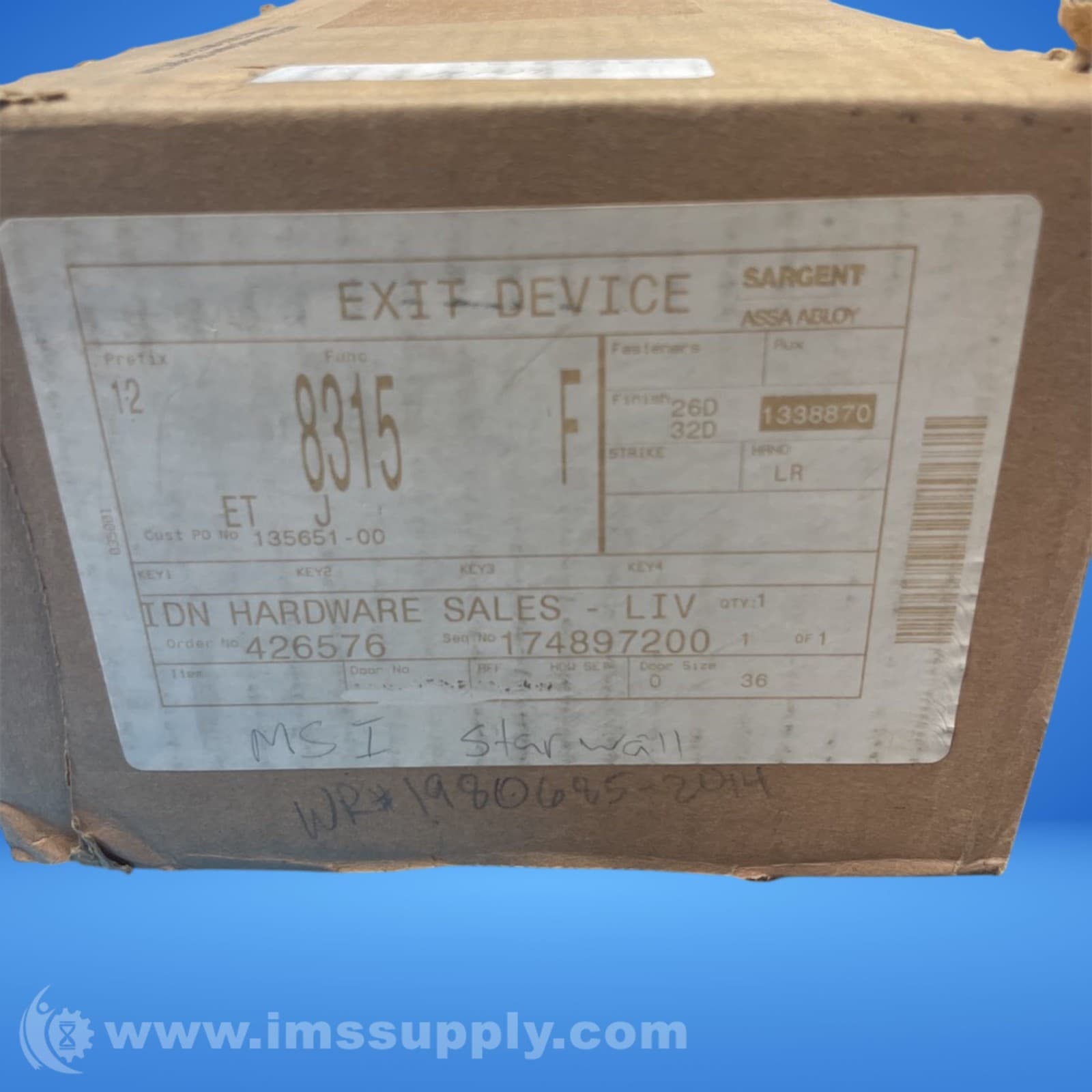 Sargent 174897200 Exit Device FNFP 2