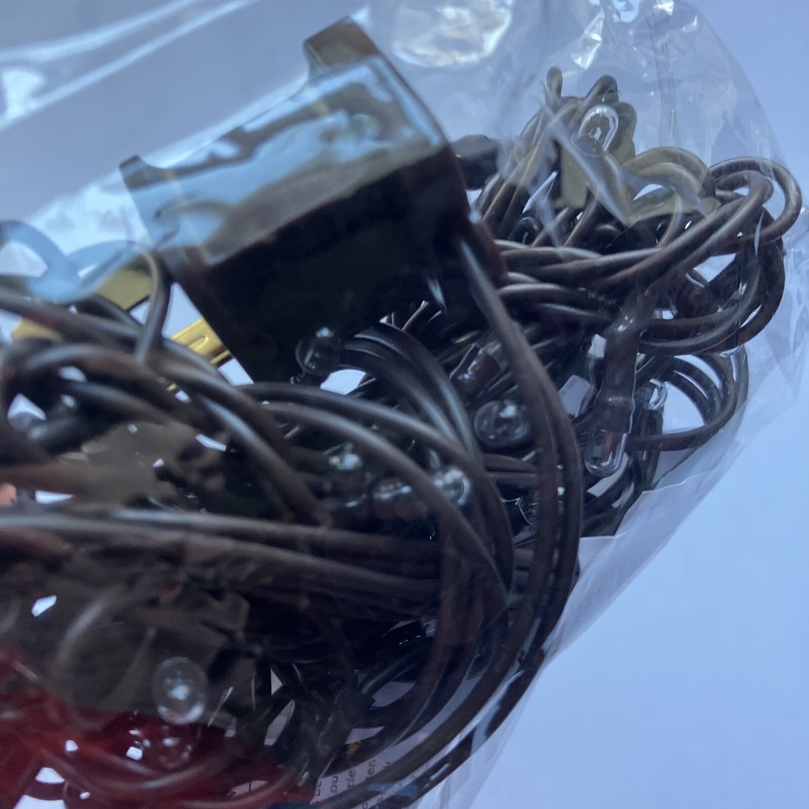 35ct Count Teeny Tiny Rice Light Set String Brown Wire Cord Primitive Craft 10'  3