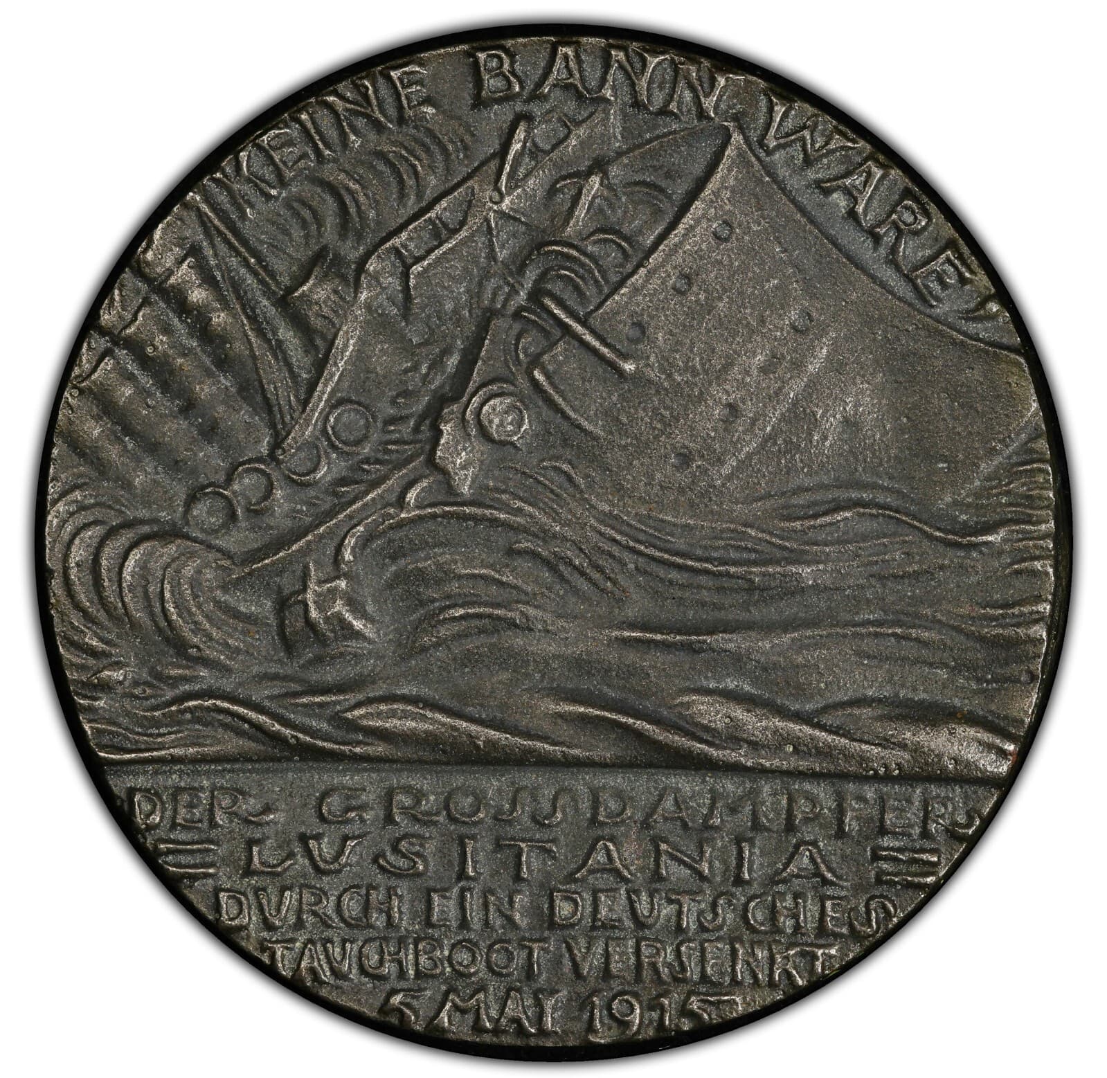 Germany -  1915 "Sinking of the Lusitania" Iron Medal - PCGS MS61 2