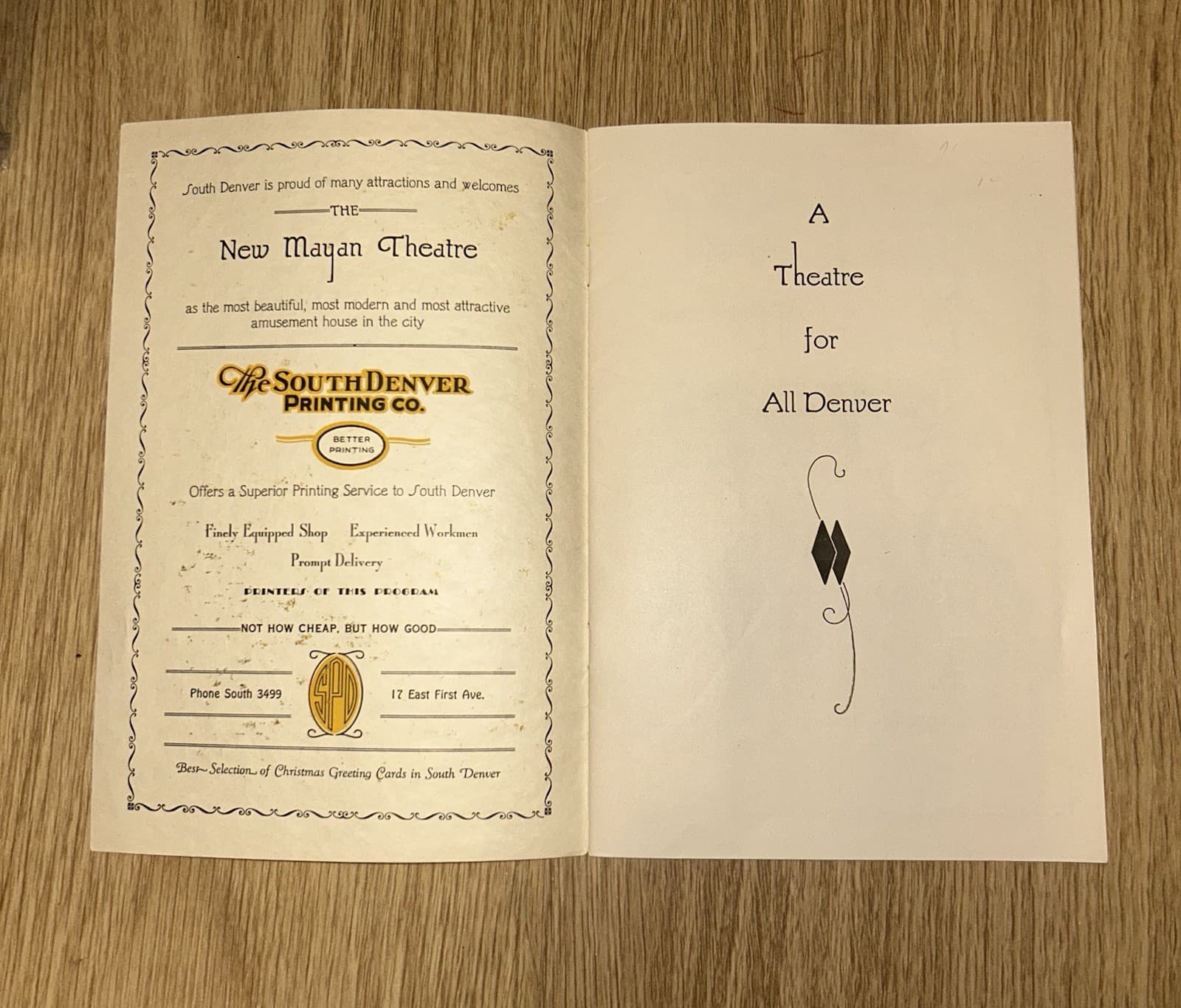 Denver Mayan Theater Opening Night Program November 20, 1930 2