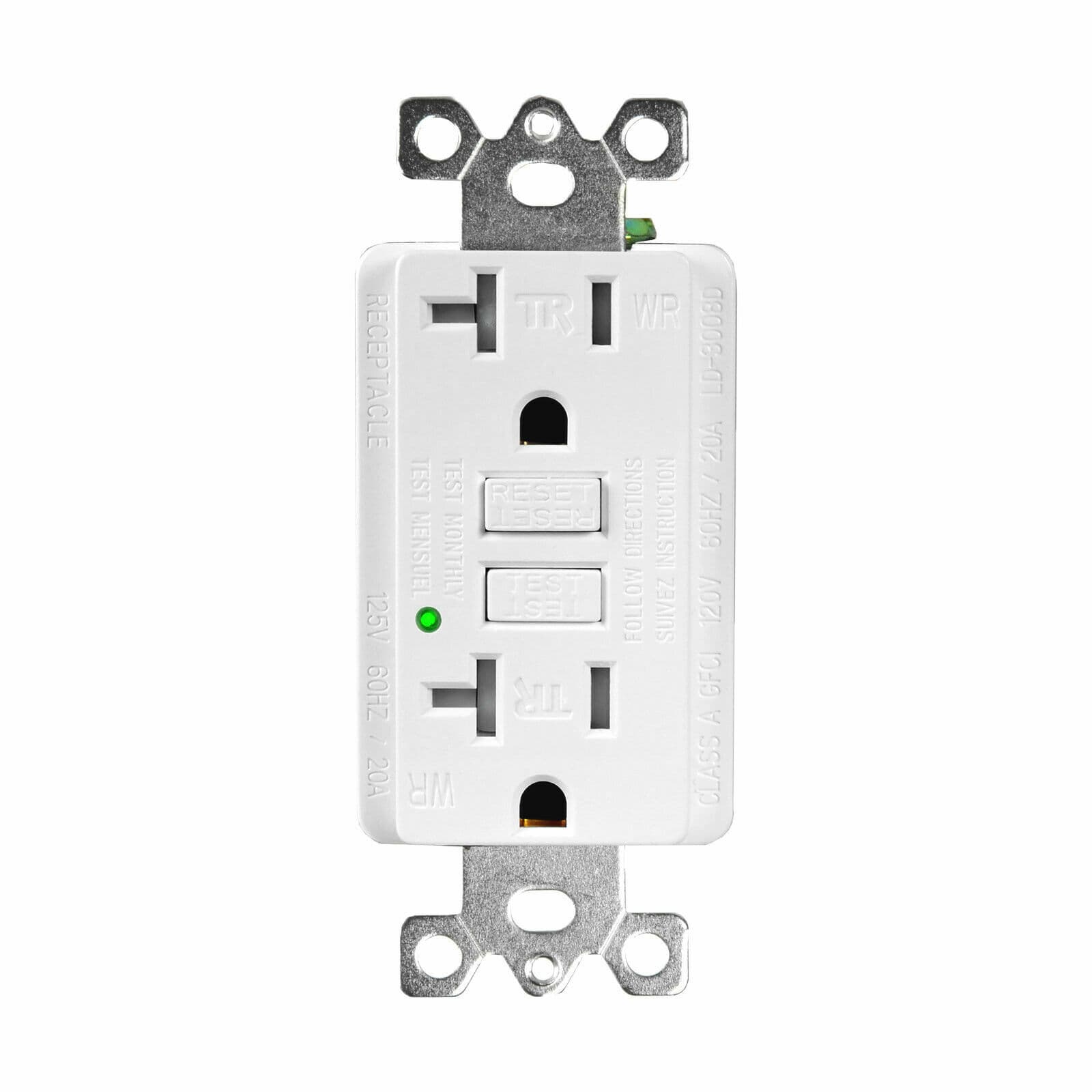 20Amp GFCI Outlet Tamper-Resistant GFI Duplex Receptacles with LED Indicator ETL 3