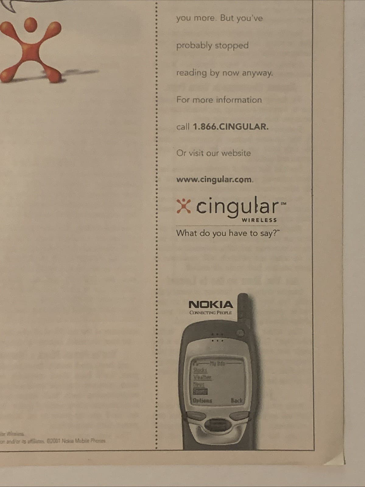 2001 Cingular Wireless PRINT AD Internet Access - Short Attention Span VTG 2000s 5