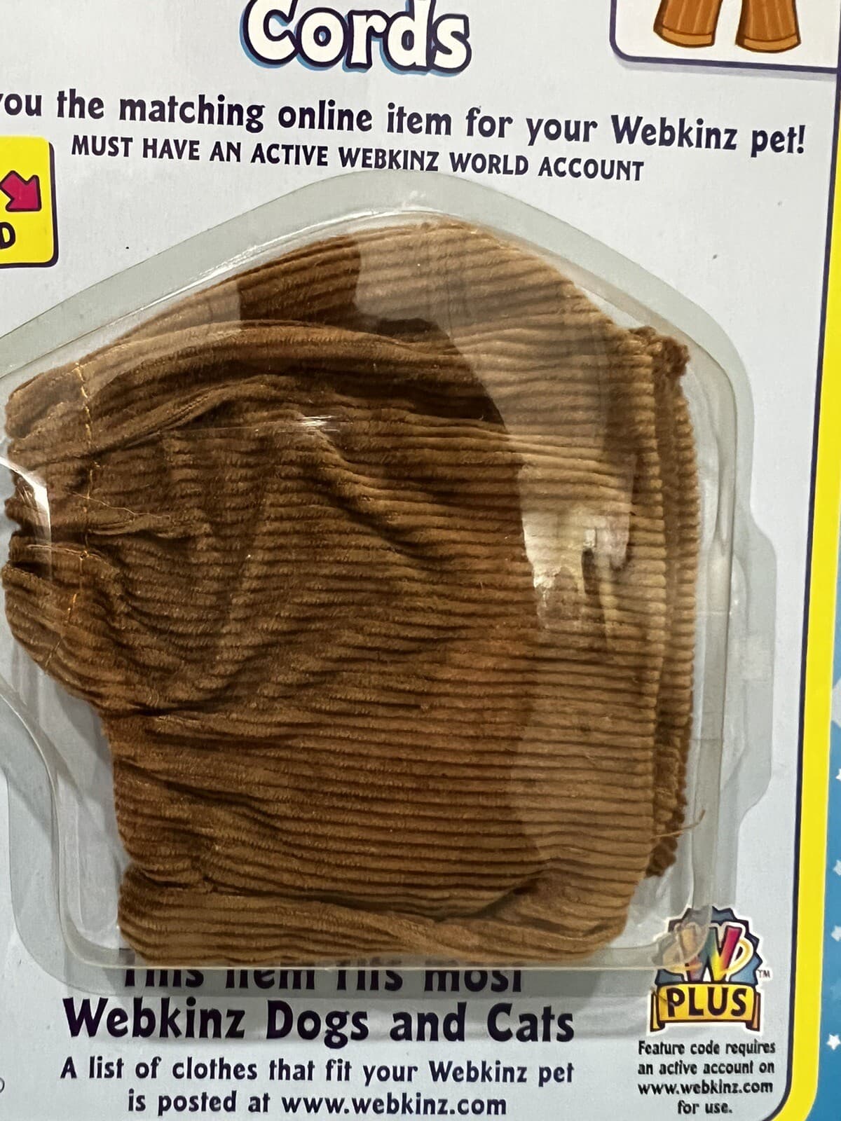 Webkinz Clothing Brown Cords NEW Sealed w/ Code Pants Clothes jeans Plush NWT 2