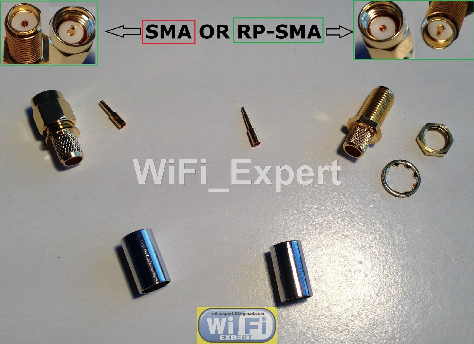 10x RP-SMA or SMA male female crimp for RG-8X LMR240 RG8X cable RF Connector USA