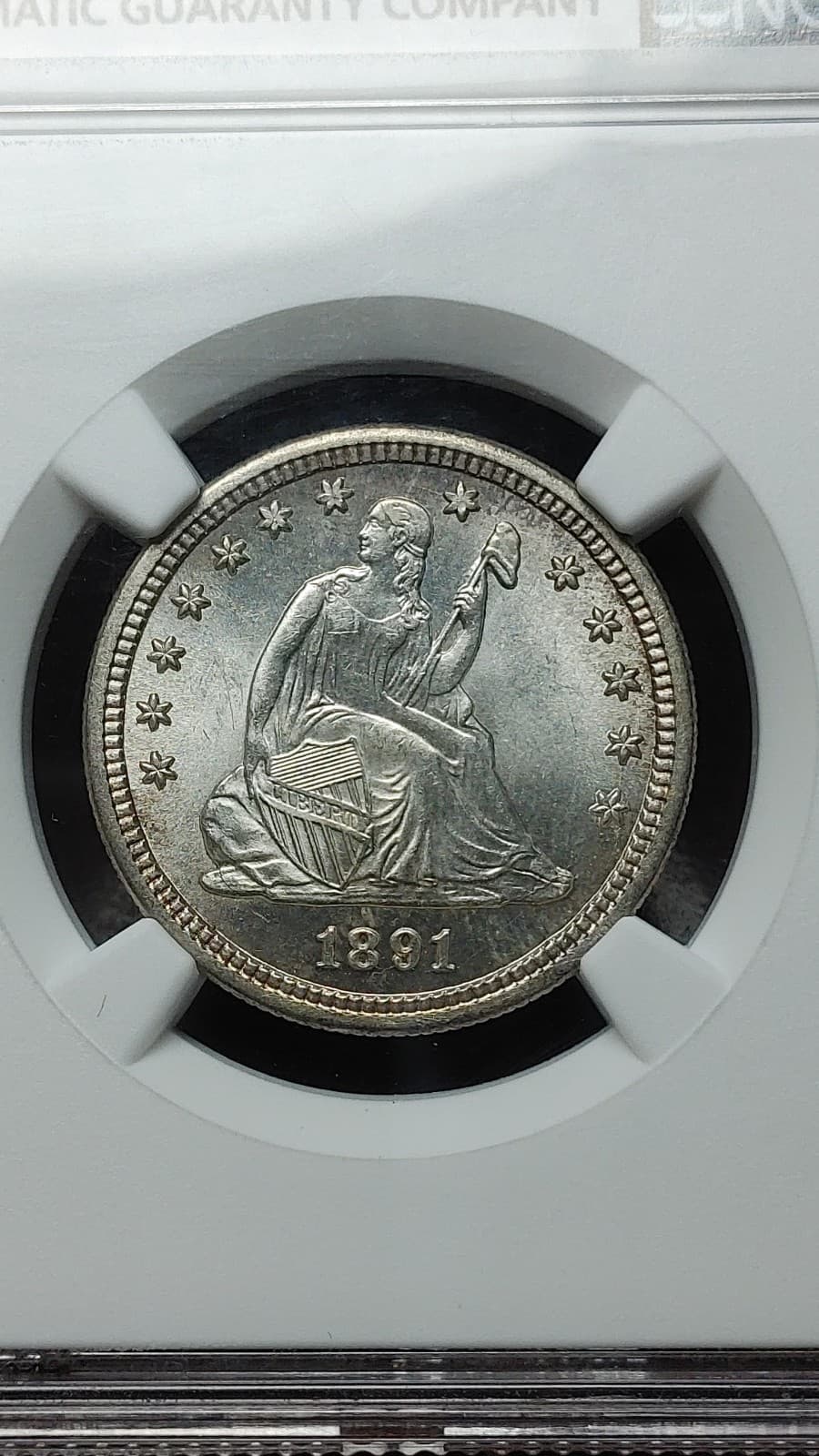 1891 S Seated Liberty Quarter Dollar 25C NGC CAC MS64 Great Eye Appeal      5272 3