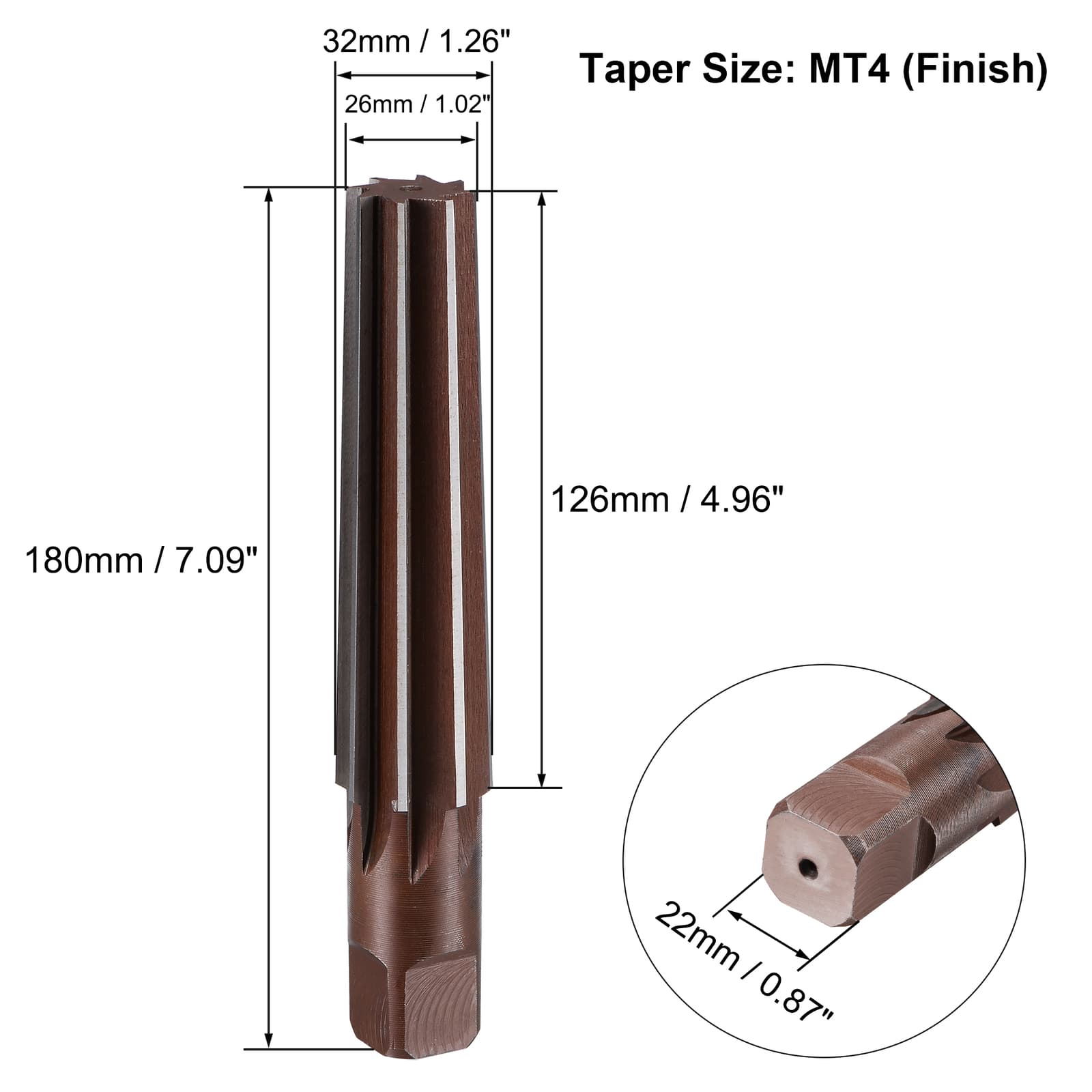 MT4 Morse Taper Reamer H8 Alloy Tool Steel 8 Flute Straight Shank Cutter 2