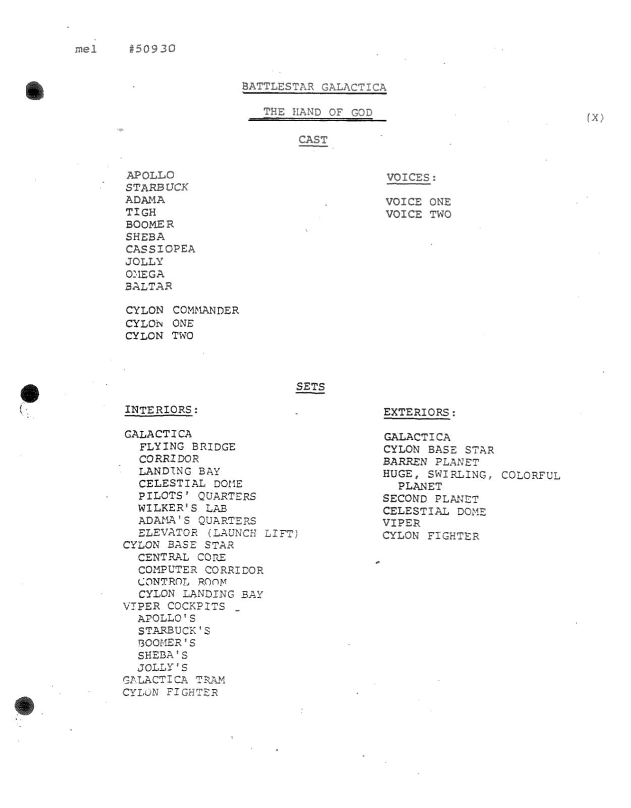 Classic Battlestar Galactica TV Script "The Hand of God" (3/21/1979) - Reprint 3
