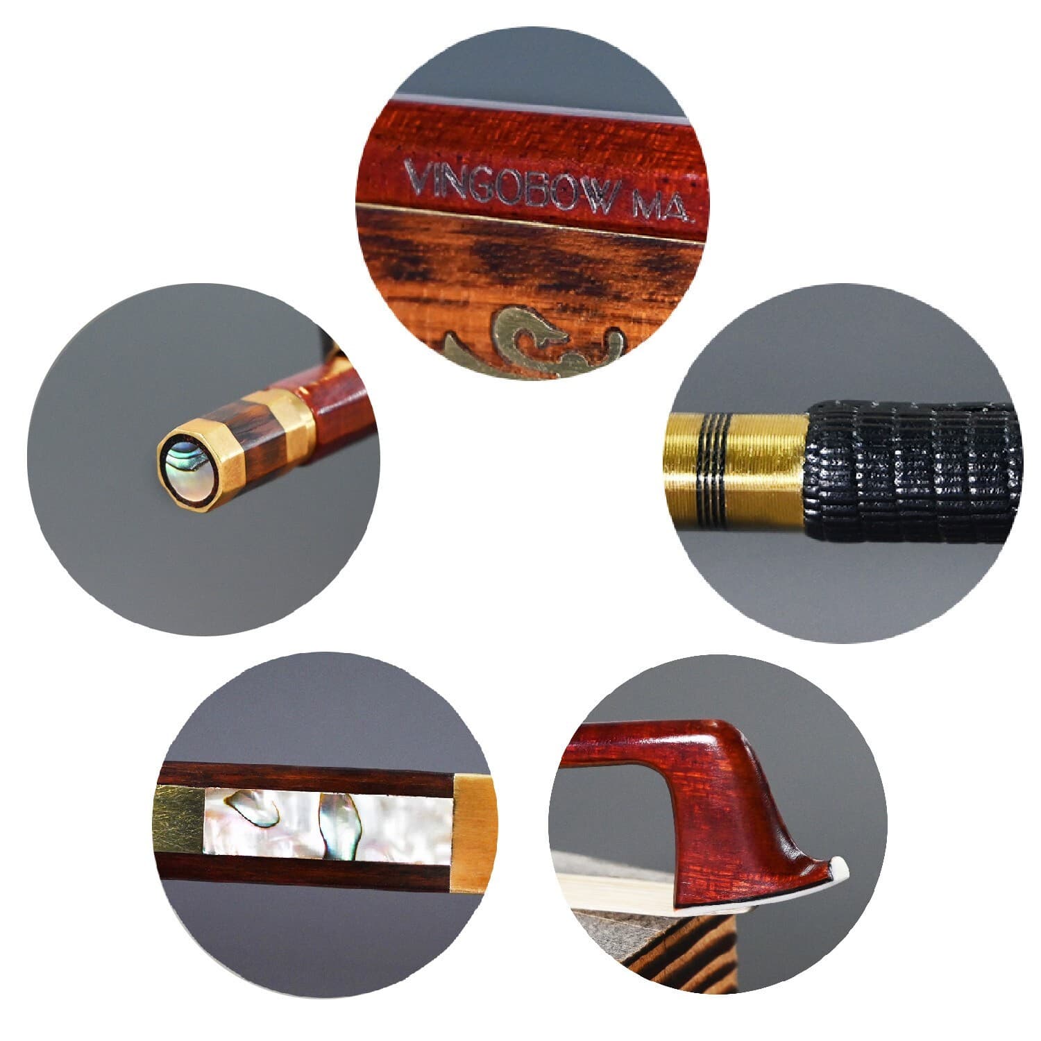 Carbon Fiber Core Hybrid Violin Bow Master Level Snakewood Frog **Ship from USA* 3