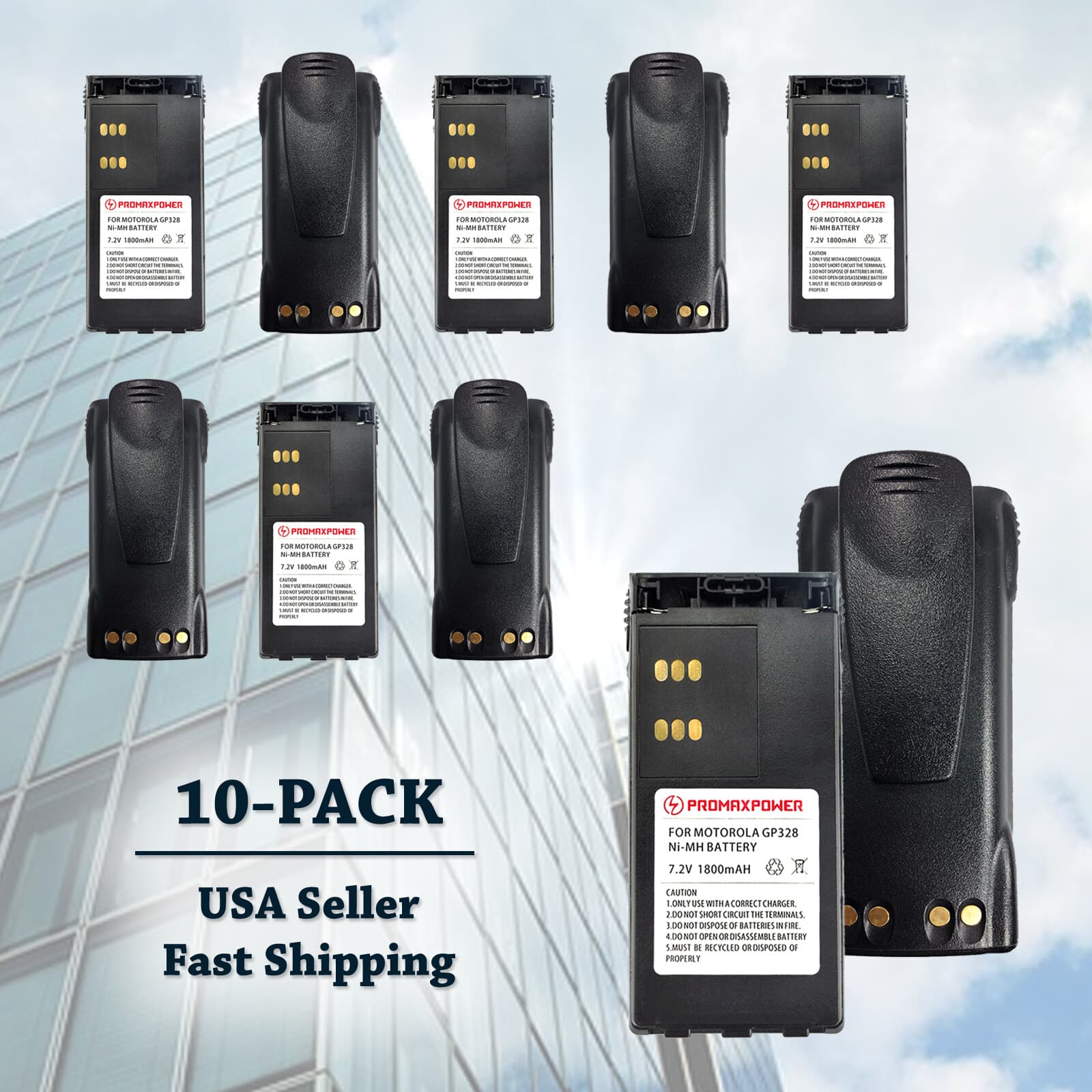 10x Motorola Battery 1800mAh Two Way Radio HNN9008 HT750 HT1250 GP338 MTX850