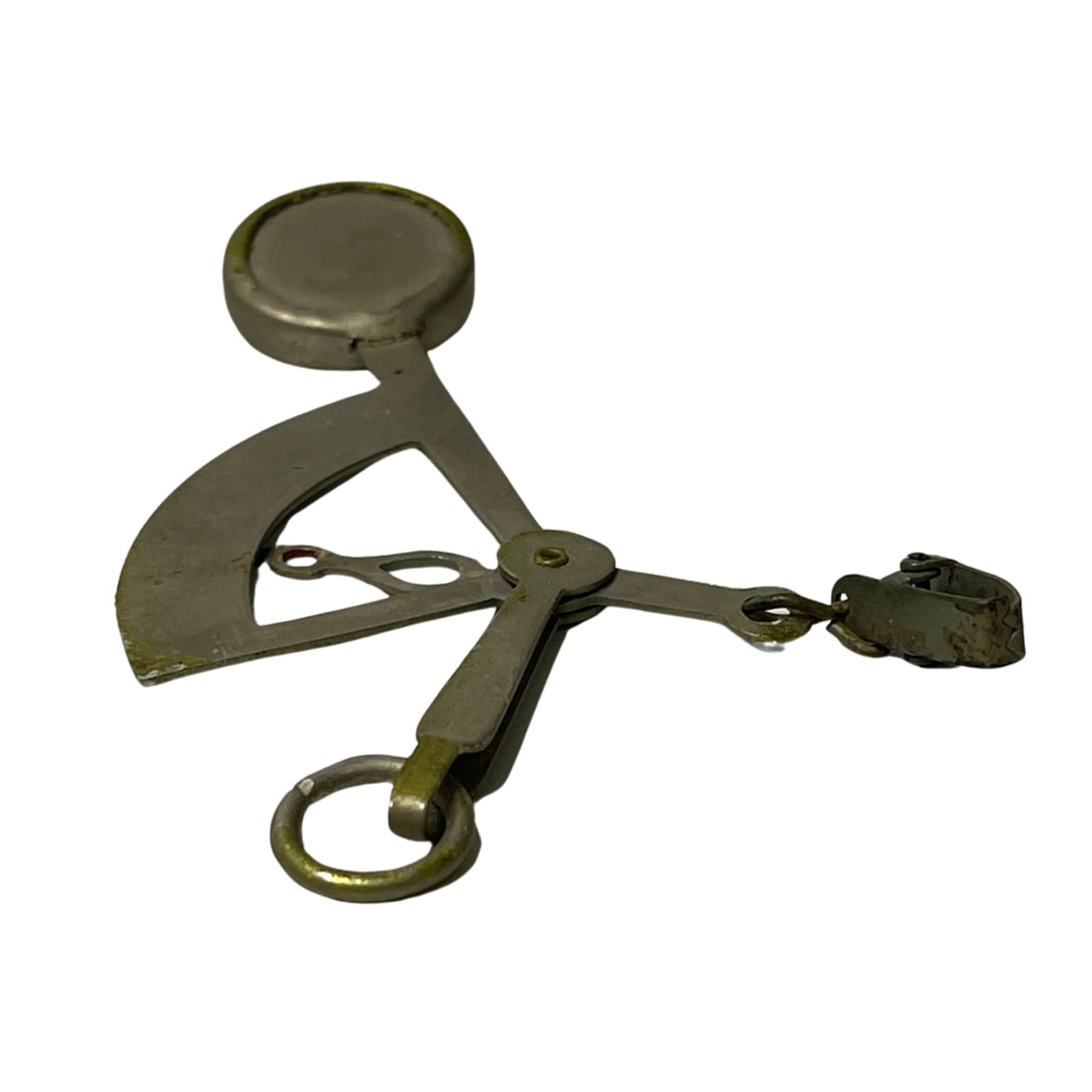 Vintage 1950s 60s Postal Scale Handheld Hanging w/ Leather Case Brass Balance 5