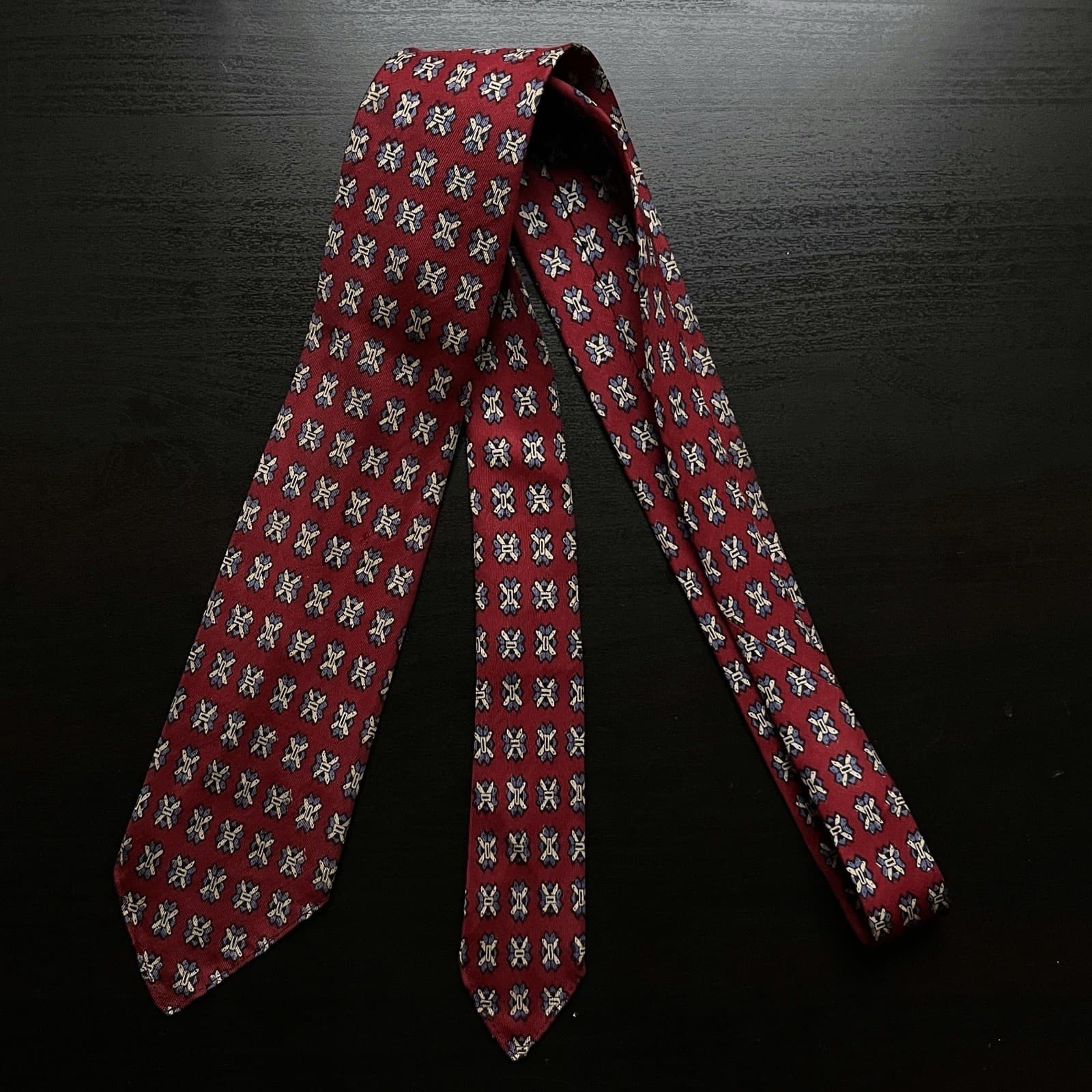 ‘Saltires’ Red Swing Tie EUC VTG 1930s 1940s 1950s Midcentury Art Deco Geometric 2