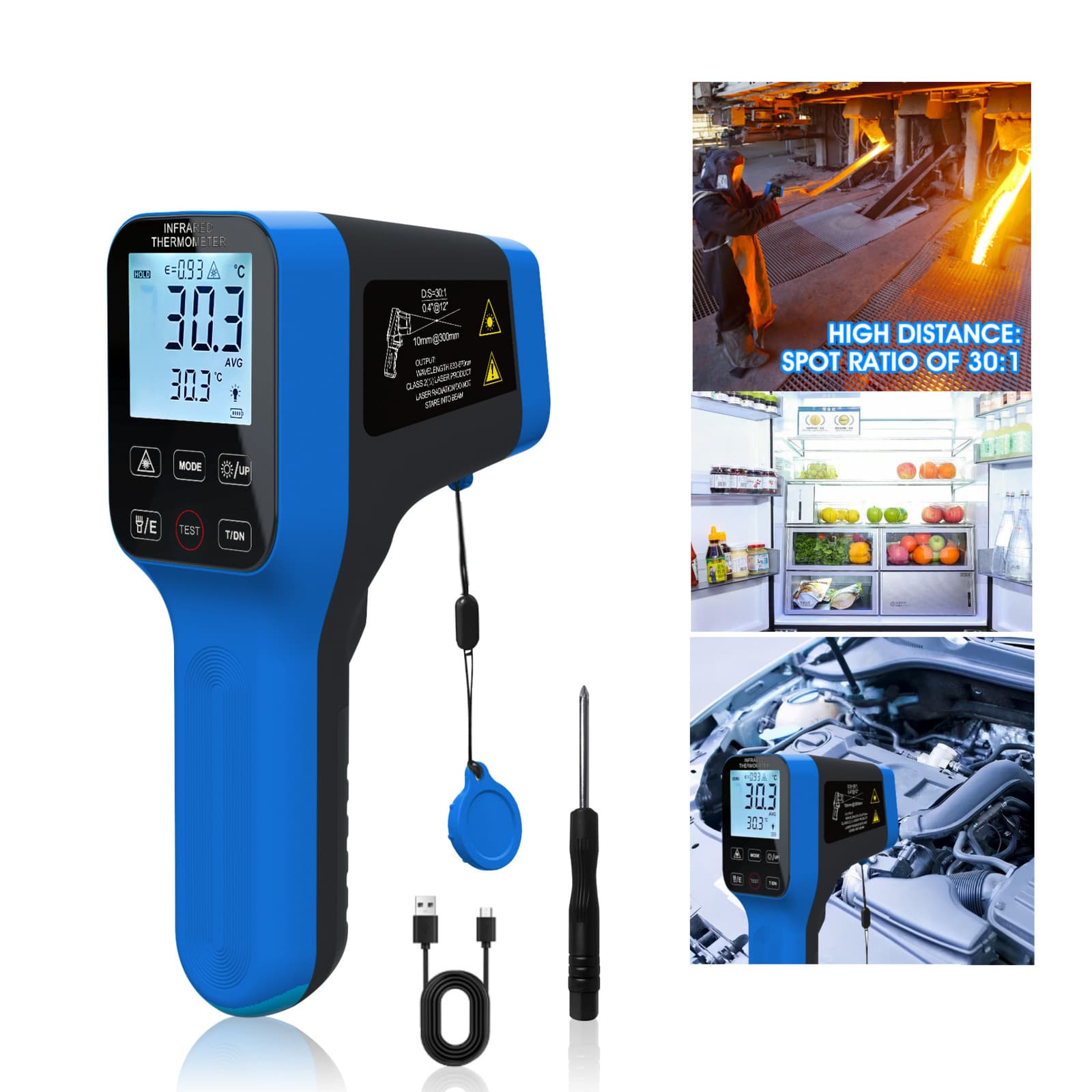 Industrial Laser Infrared Thermometer Gun -50°C~1600°C Pyrometer Rechargeable US 5
