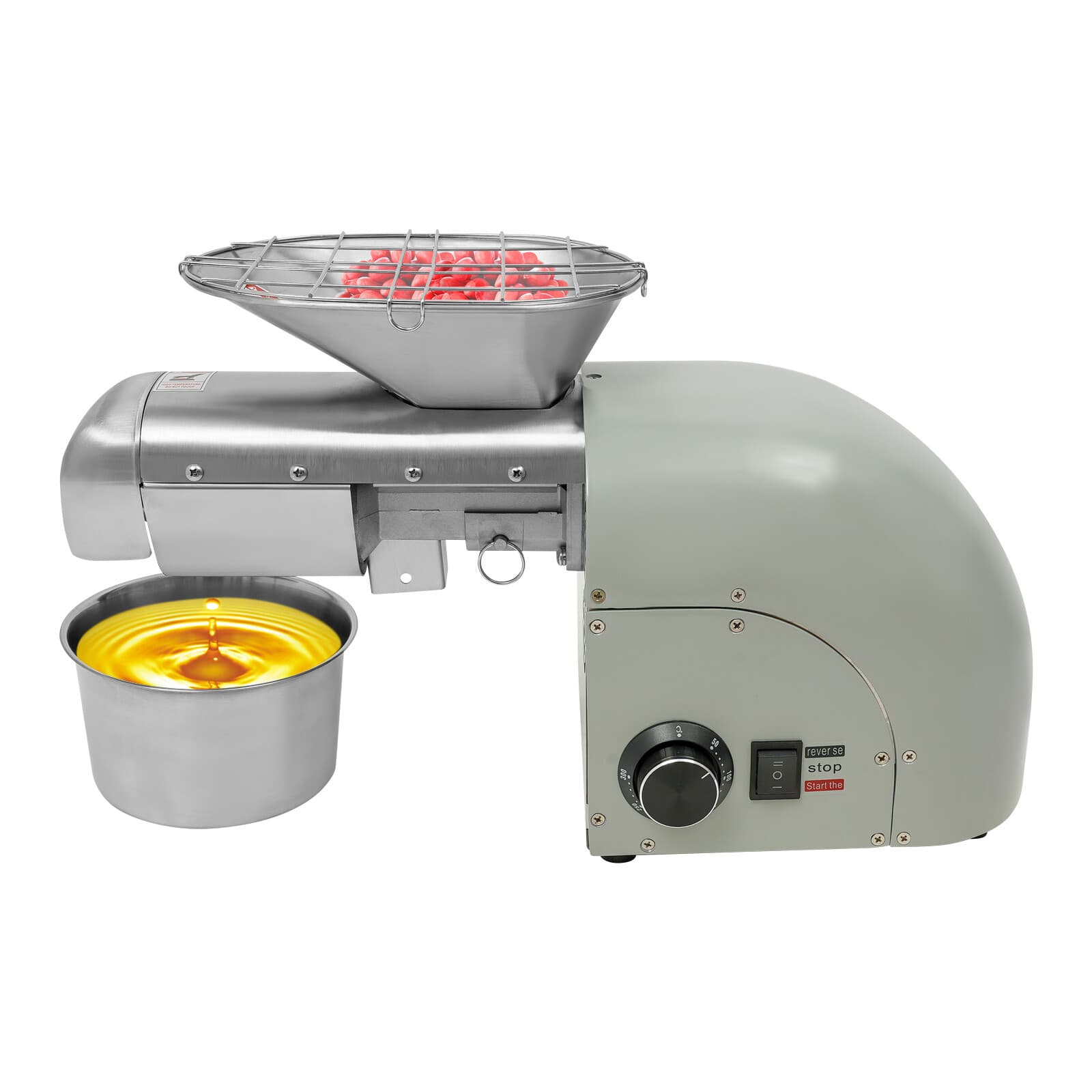 Oil Press Machine Nut Seeds Oil Extractor Cold & Hot Press Machine 1250W 50-300℃ 6