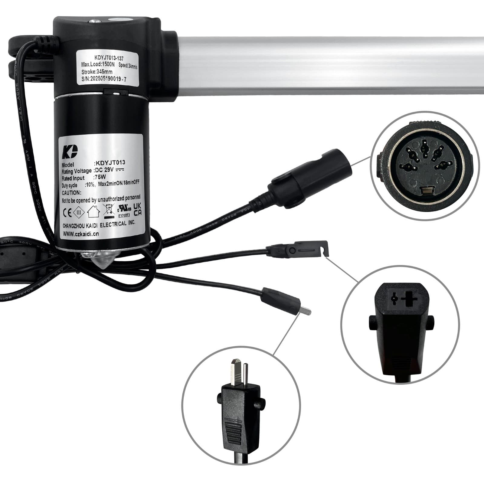 Kaidi Motor KDYJT013-137 Power Recliner Lift Chairs Linear Actuator Replacement 4