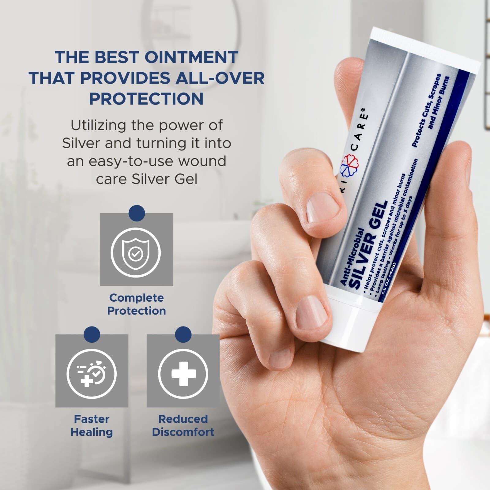 GeriCare Antimicrobial Colloidal Silver Gel Wound Care Cream 55PPM 1.5oz 5