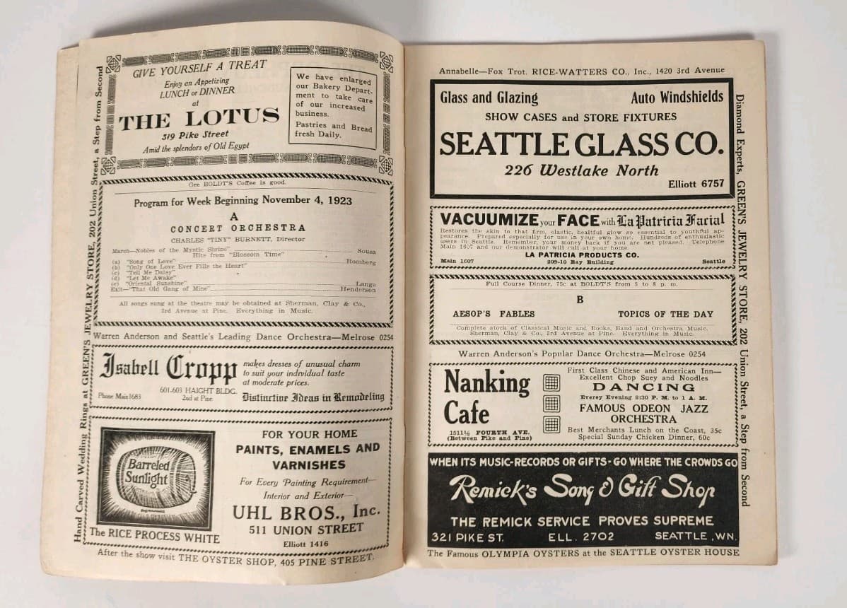 CIRCA 1920's "ORPHEUM CIRCUIT NEWS & PROGRAM" , ORPHEUM THEATRE SEATTLE, WA  5