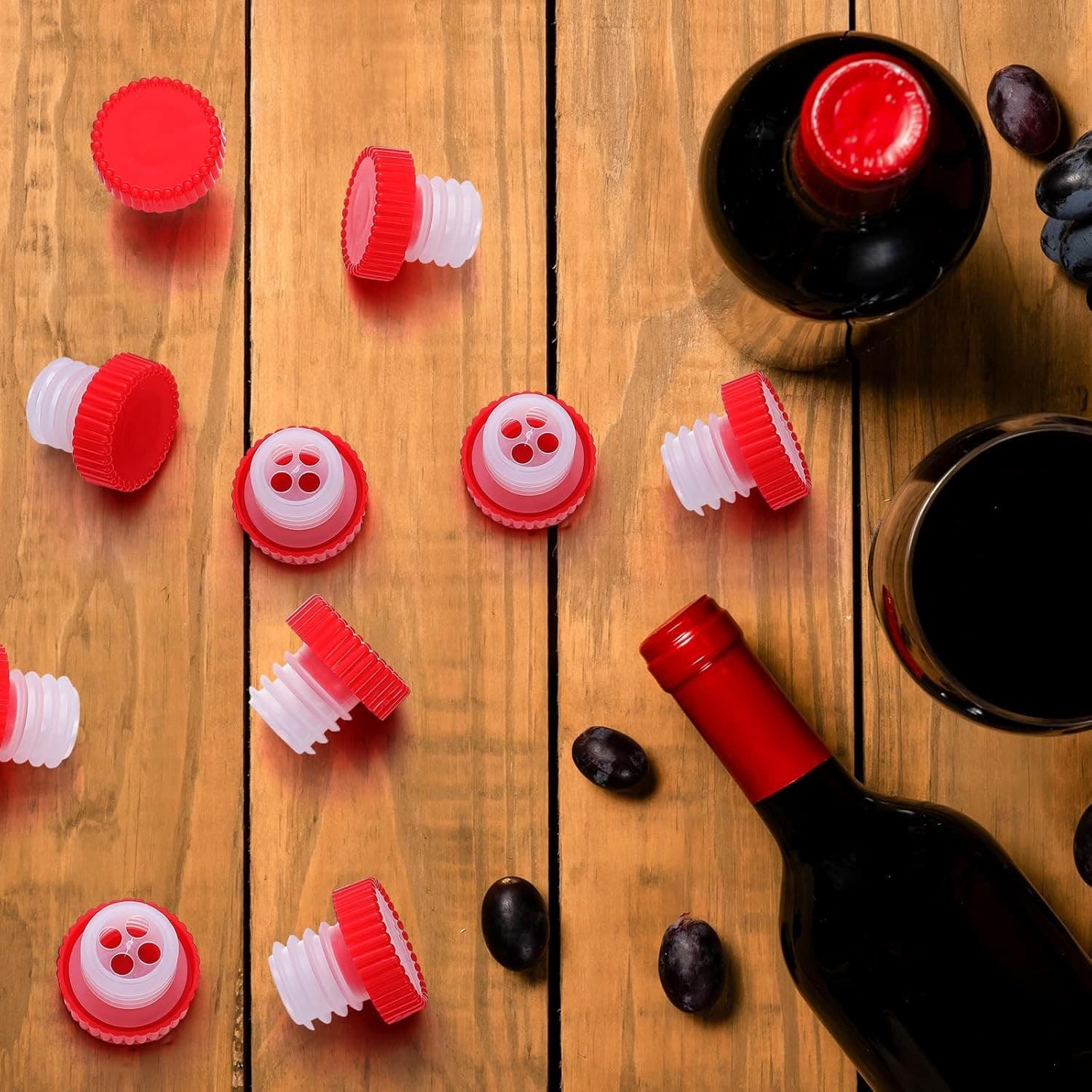48 Pcs Slow Wine Pourer Spout for Corked Bottles Pour and Seal Plastic Red  6