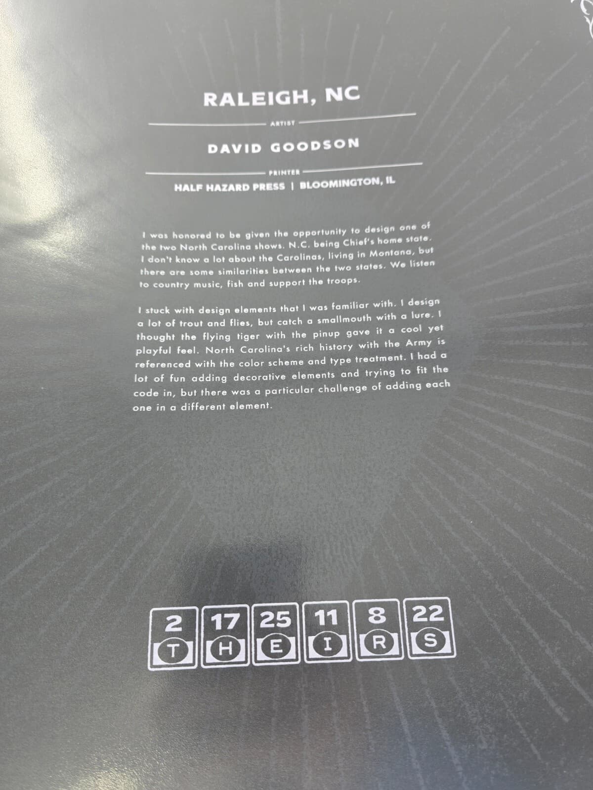 Eric Church The Outsiders Revival Tour Poster 8/4/23 Raleigh NC 10/225 3