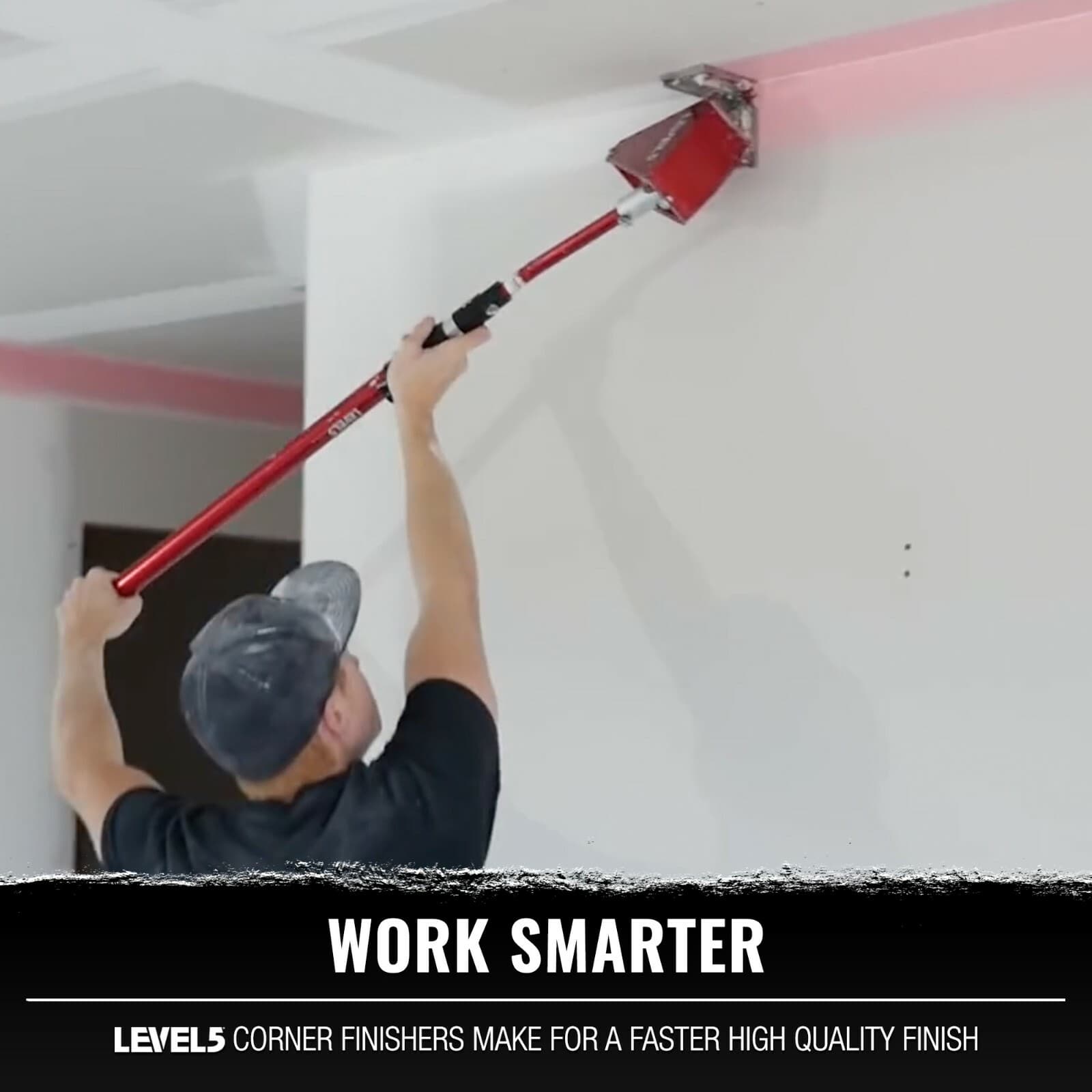 LEVEL5 Drywall Tools - 4" Corner Finisher (Angle Head) + 54" Handle | 4-535 6