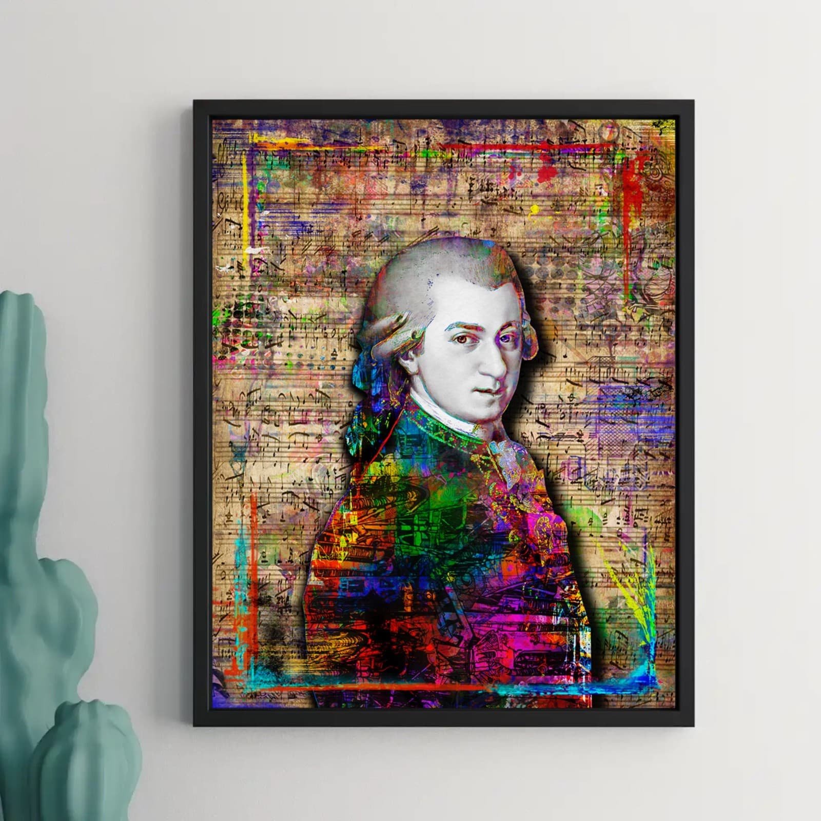 Wolfgang Amadeus Mozart 8x12in Poster, Mozart Tribute Pop Art Free Shipping US 2