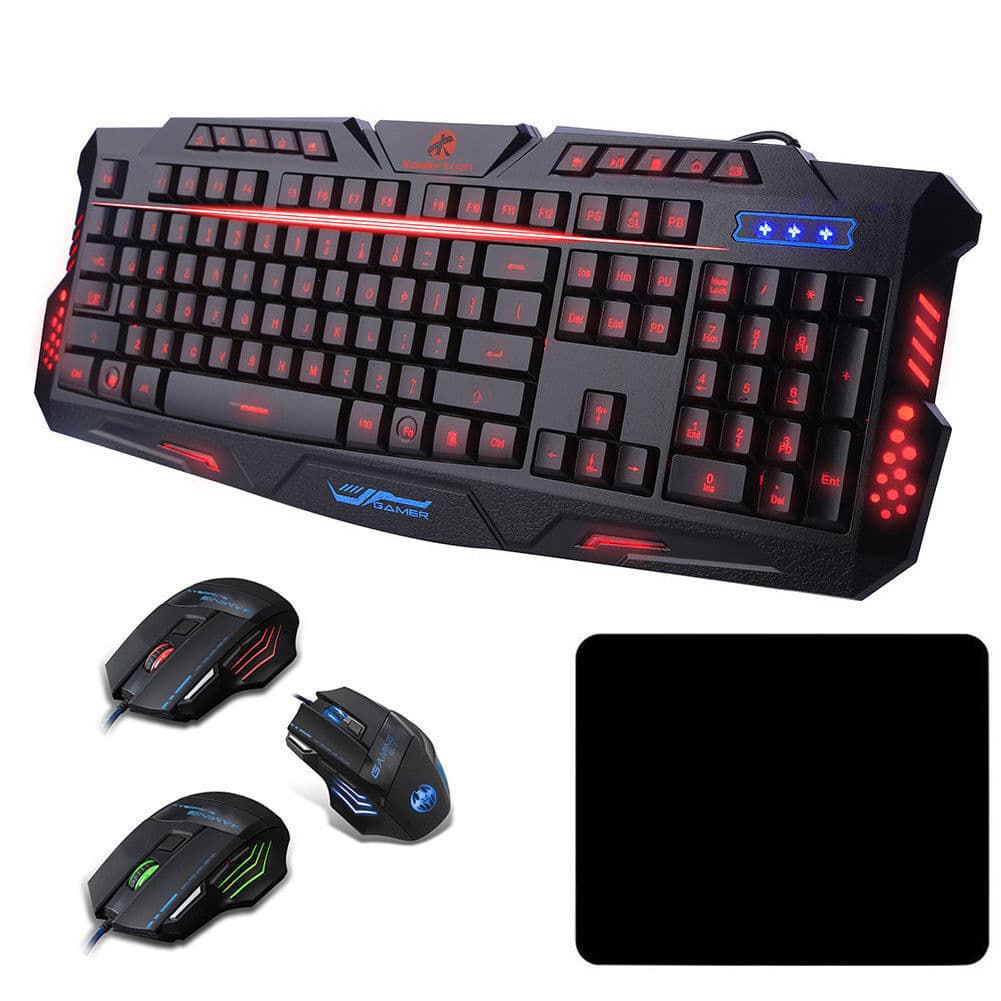 Wired Mechanical Keyboard and Mouse Combo QWERTY Layout Gaming LED Light Backlit 2