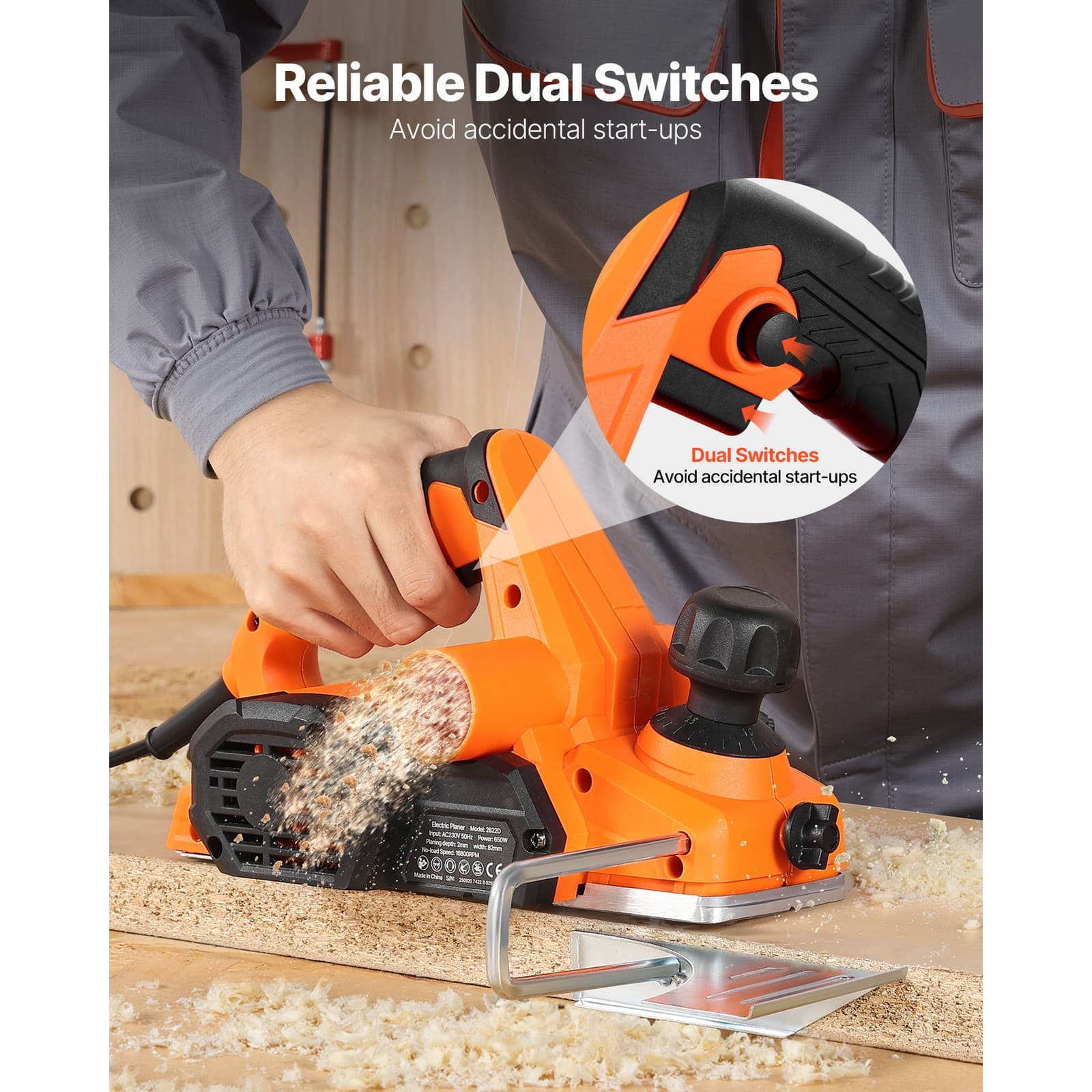 Uimoso Electric Hand Planer 3-1/4-Inch Corded Tool for Woodworking, 16800 RPM 5