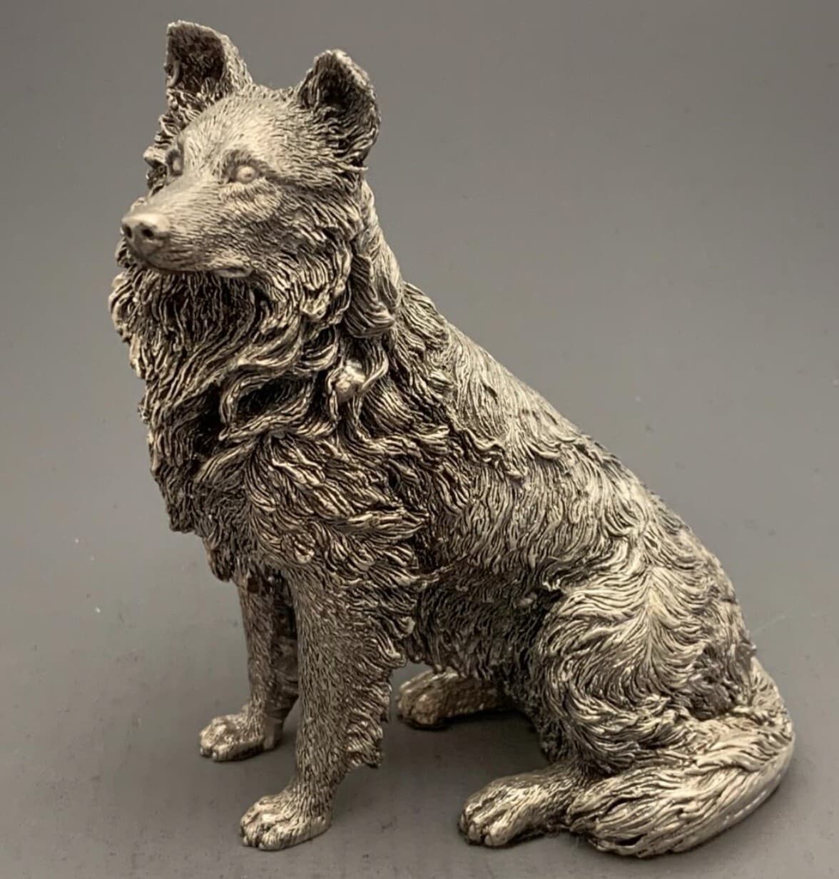 Silver BORDER COLLIE (SHEEPDOG) Model - Fully Hallmarked Sterling Silver 2
