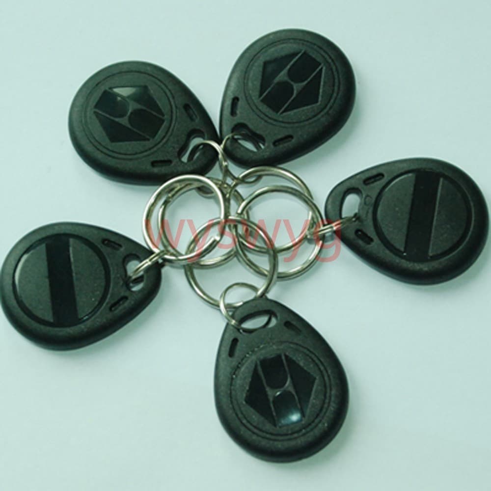 10pcs 125KHz RFID ID EM4100 Proximity Induction Black Tag Token Keyfob Key Ring 
