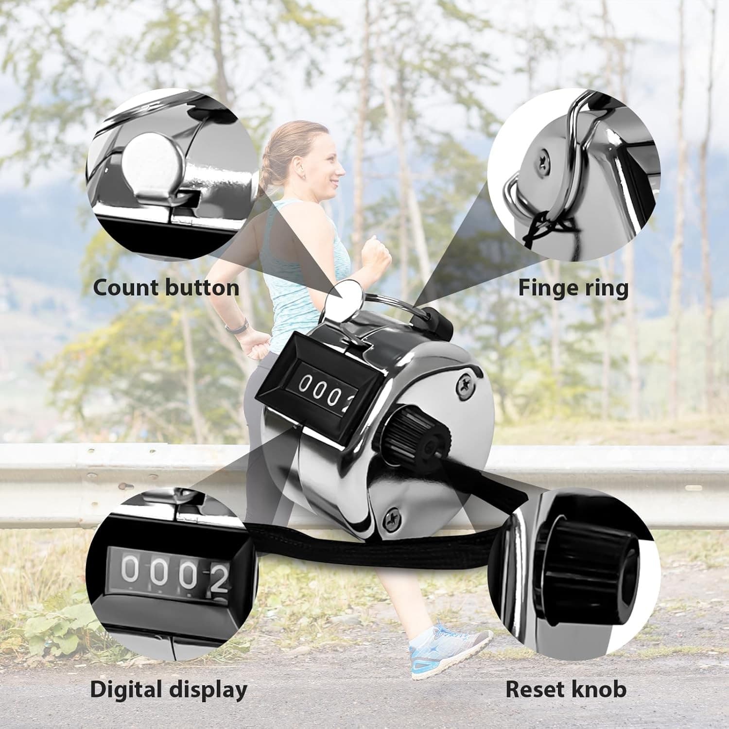 6 Pack Clicker Counter,Metal Hand Tally Counters with Black Silver  3