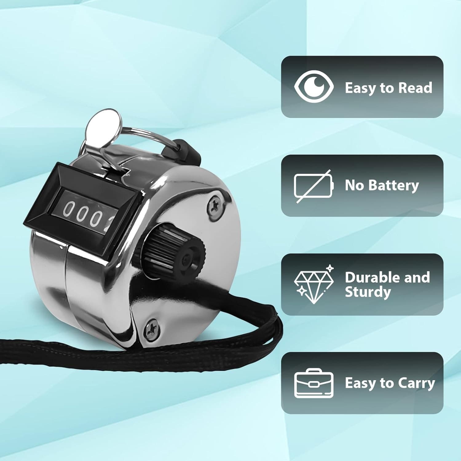 6 Pack Clicker Counter,Metal Hand Tally Counters with Black Silver  6