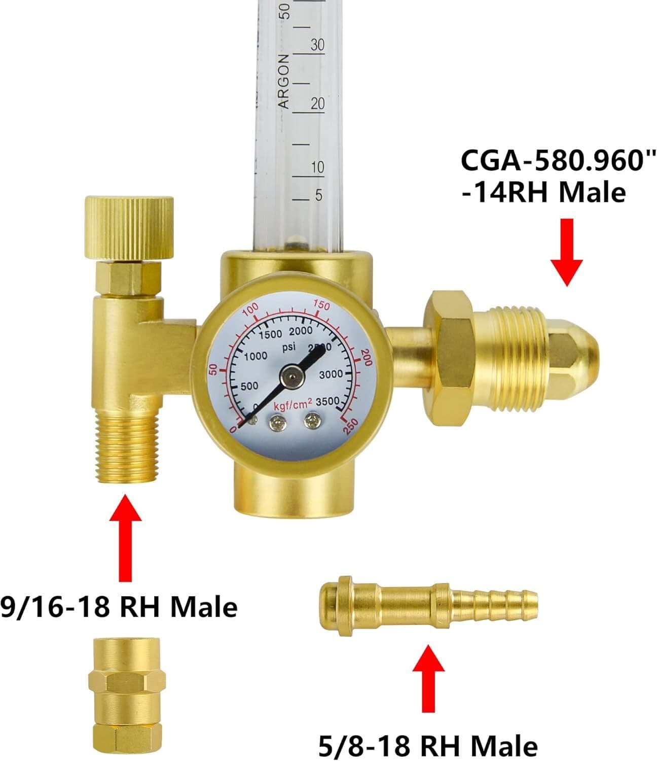 CGA580 Argon Regulator Flow Meter Mig Tig Welding Single/Dual Output 0-60CFH US 5