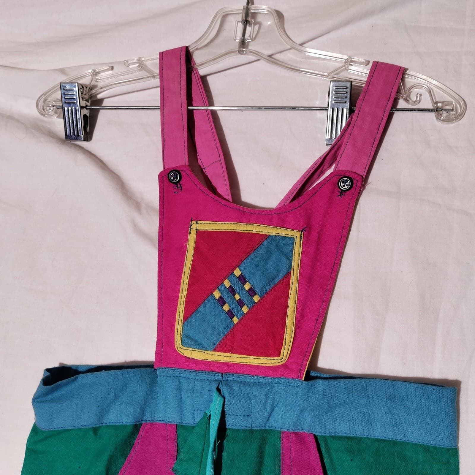 Vintage Kids Patchwork Outfit Set Jacket Overalls Bright Unique See Measurements 5