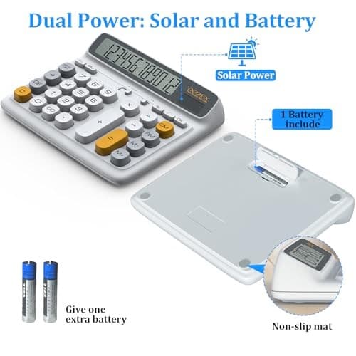 Desktop Calculator with Extra Large 5-Inch LCD Display, 12-Digit Two Way Grey 6