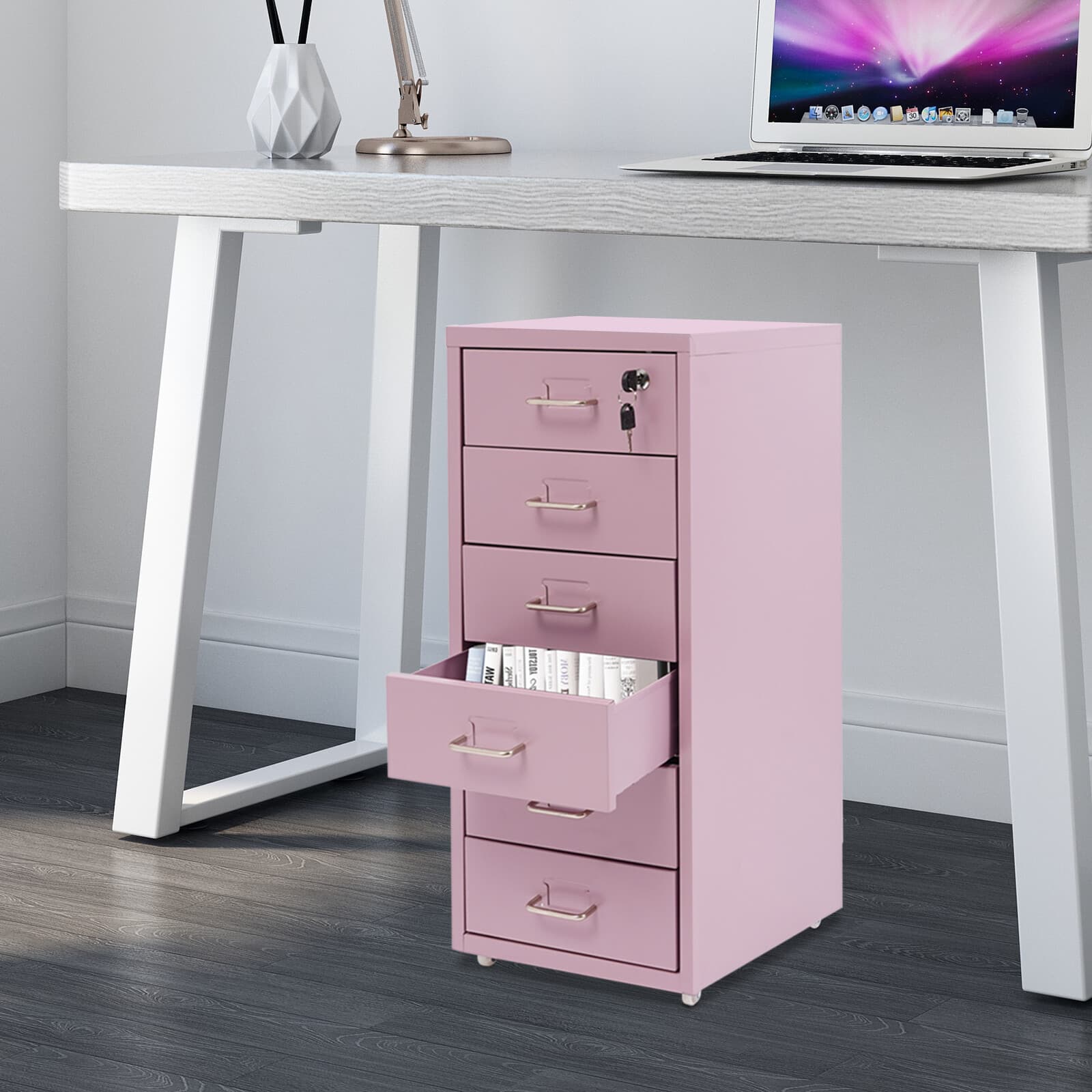 Vertical File Cabinet Metal File Cabinet with Lock Modern Filing Cabinet 6 Tiers 5