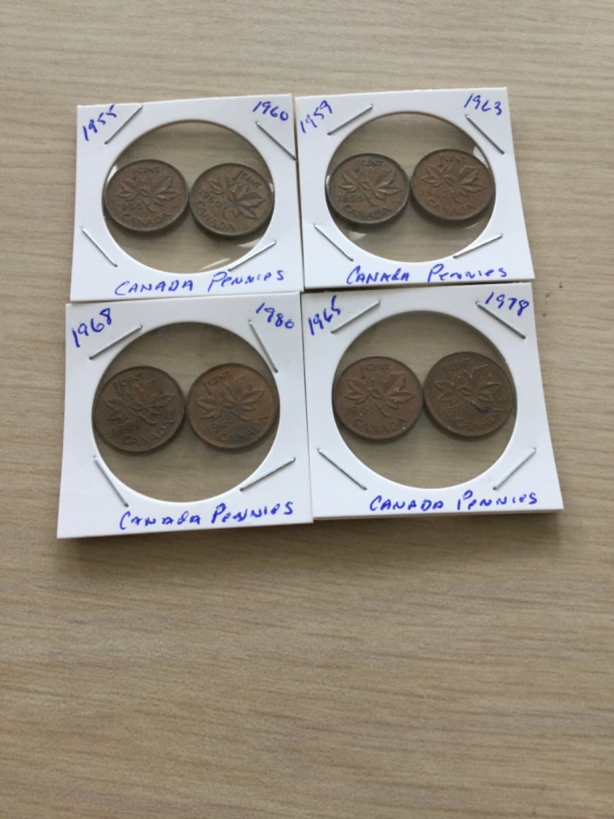 1955-1980 4 sets of 2 Canadian PenniesL98 P1-4 nice coin look at photos 2