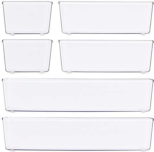  Clear Drawer Organizer for Office Bin Desk Storage, Assorted Size, 6 Packs  3