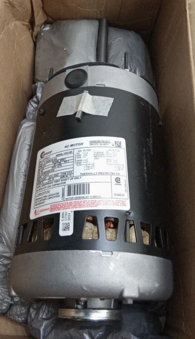 Century C770V1 Century Condenser Fan Motor 1HP 1PH 60Hz 460/200-230V 1075 RPM 2