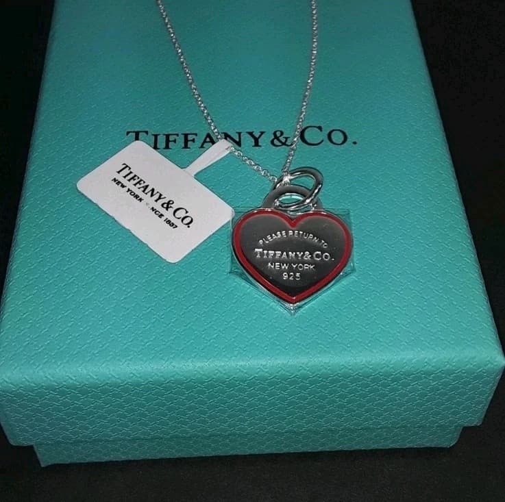 Tiffany & Co Sterling Silver Large Red Heart  Pendant Necklace 16" 925  4