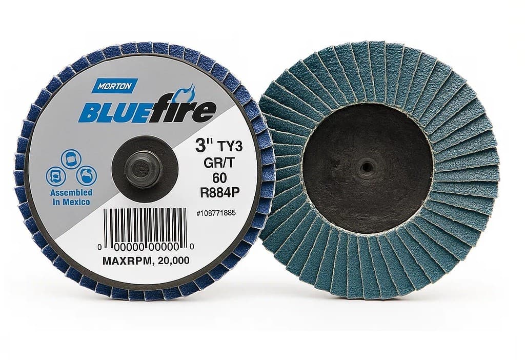 Norton 90168, Flap Disc, MD, Grit 80, TY 3, 2in, Bluefire, Pack of (3)